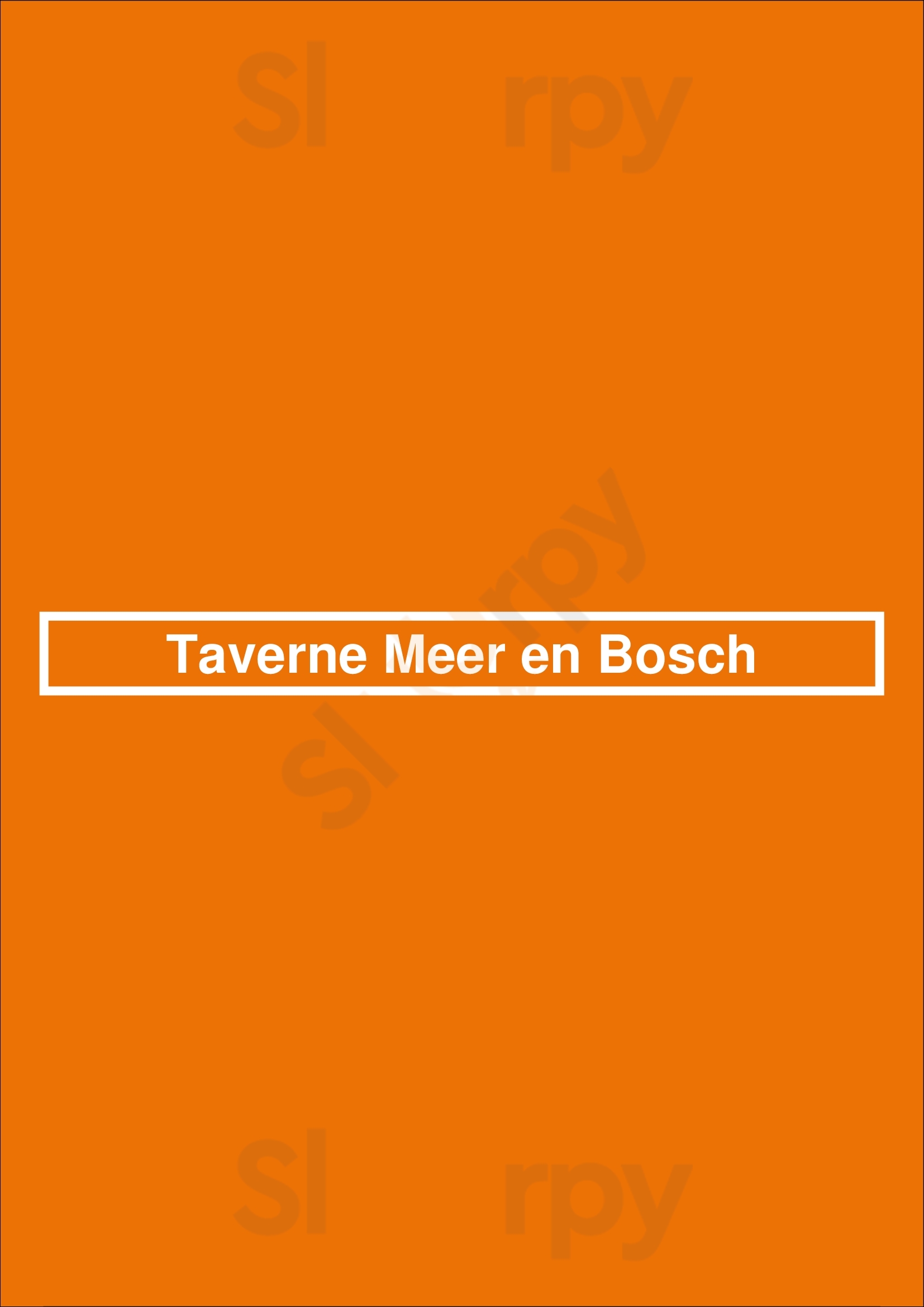 Taverne Meer En Bosch Den Haag Menu - 1