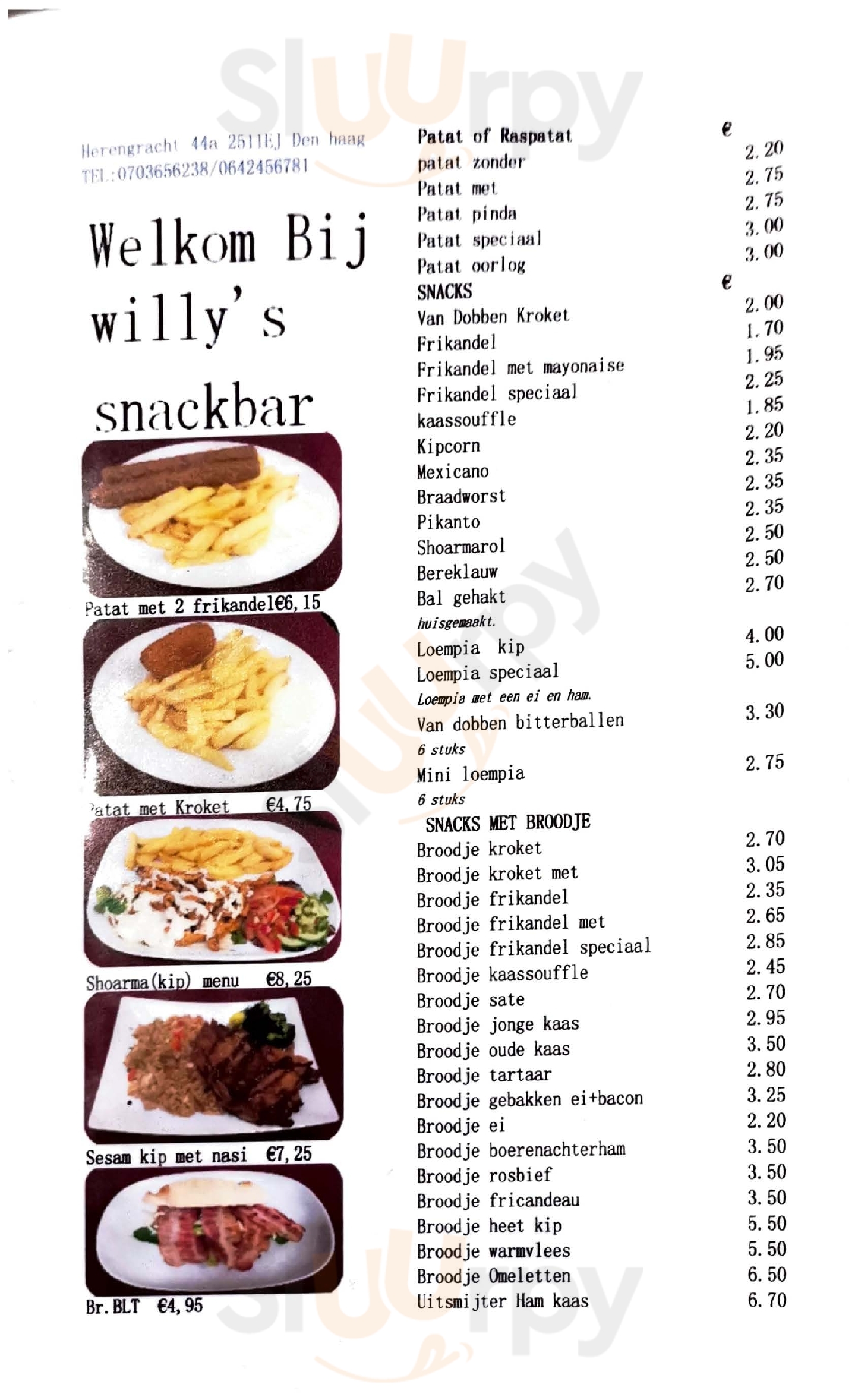 Willy's Snackbar Den Haag Menu - 1