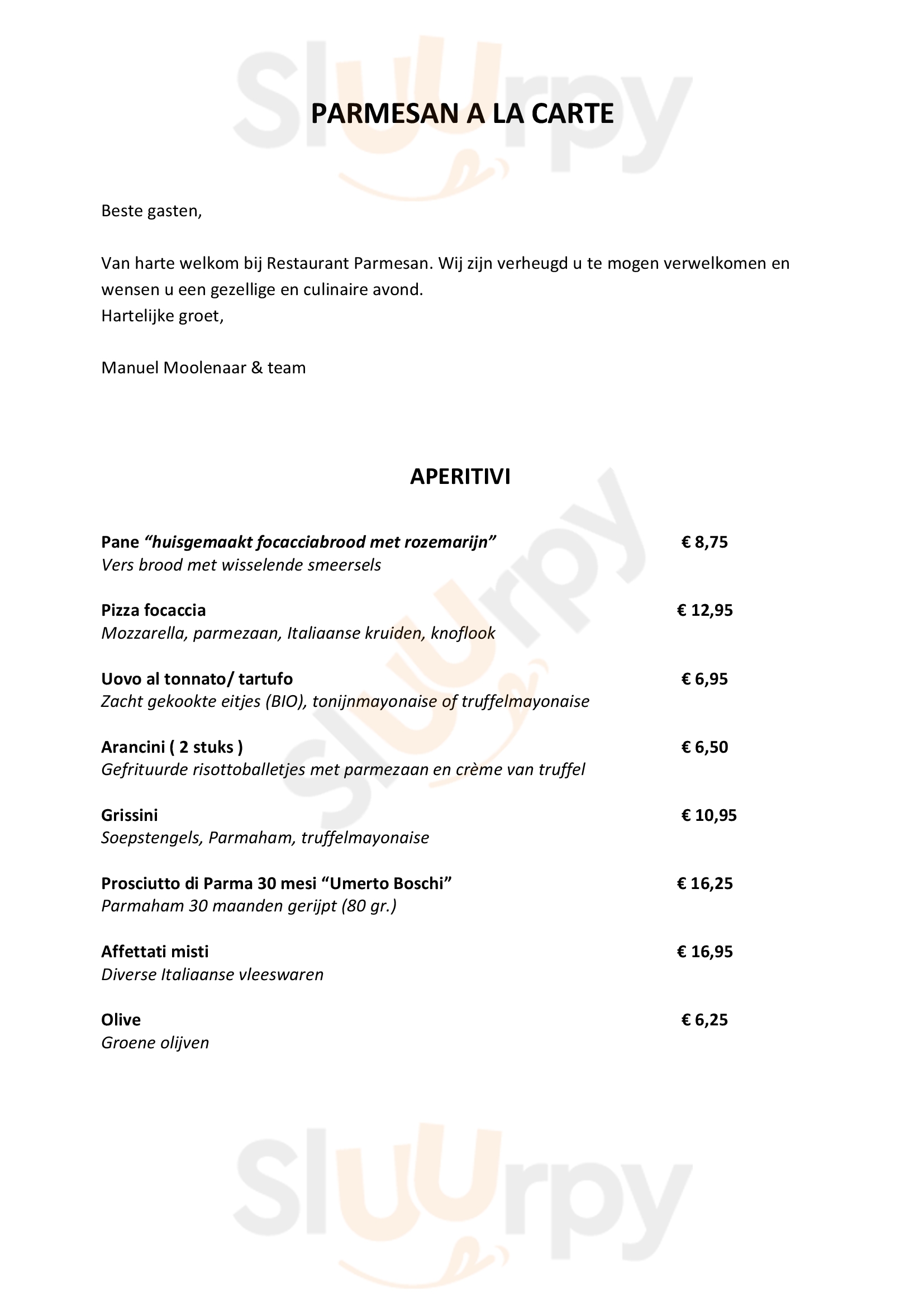 Restaurant Parmesan Zwijndrecht Menu - 1