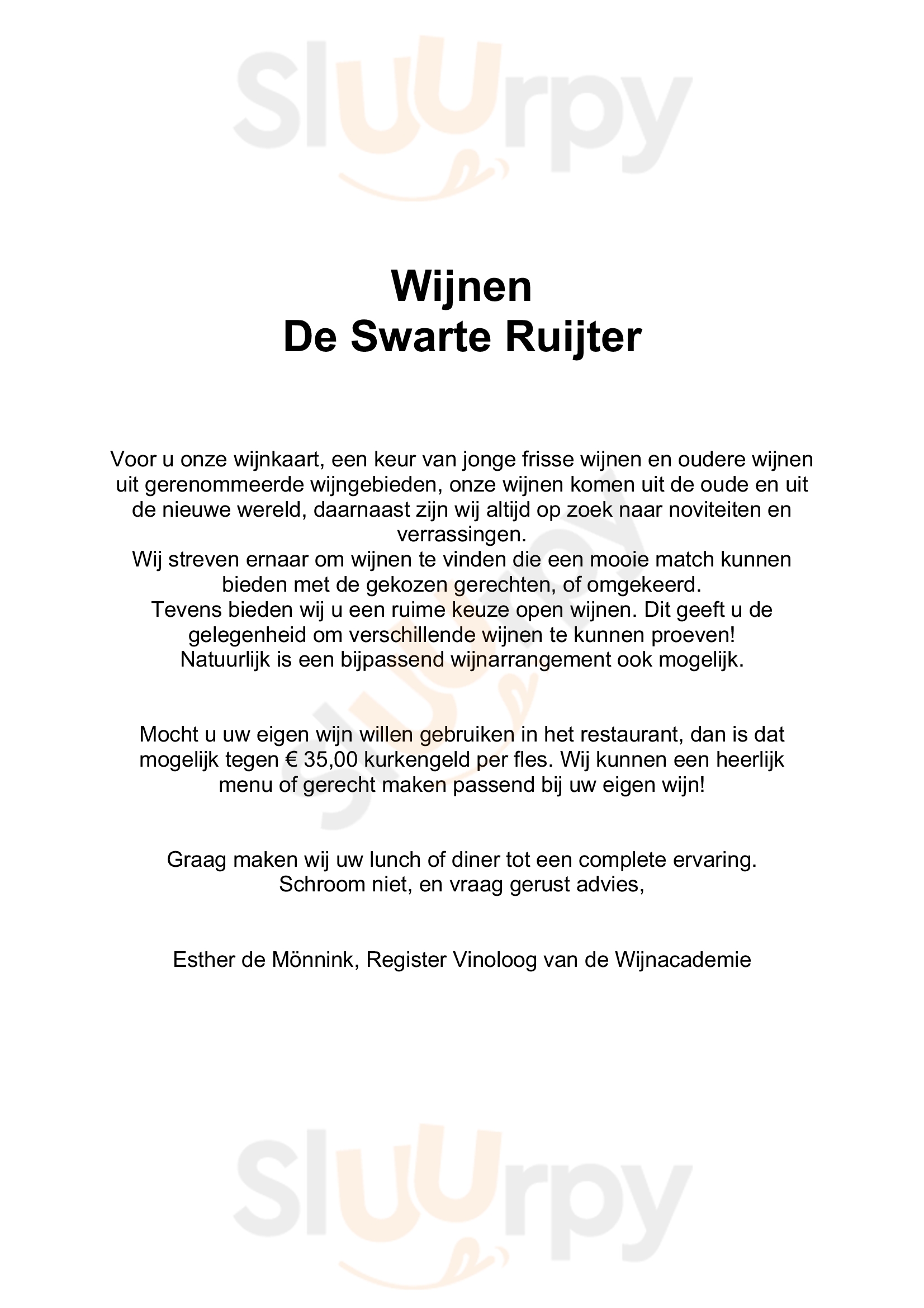 De Swarte Ruijter Holten Menu - 1