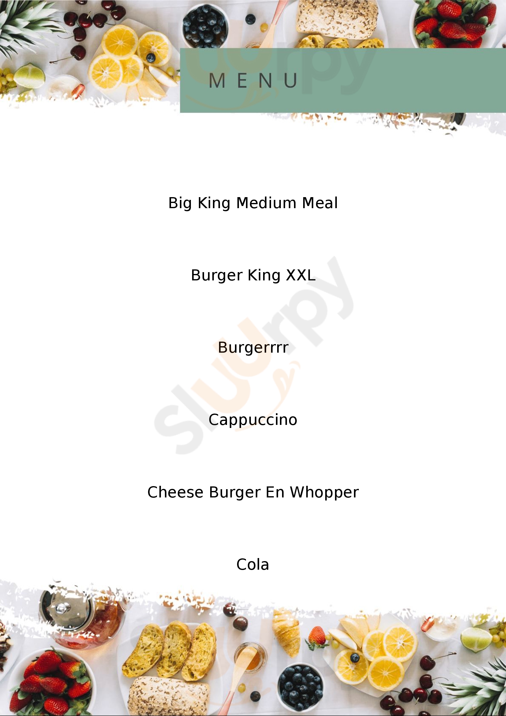 Burger King Son en Breugel Menu - 1