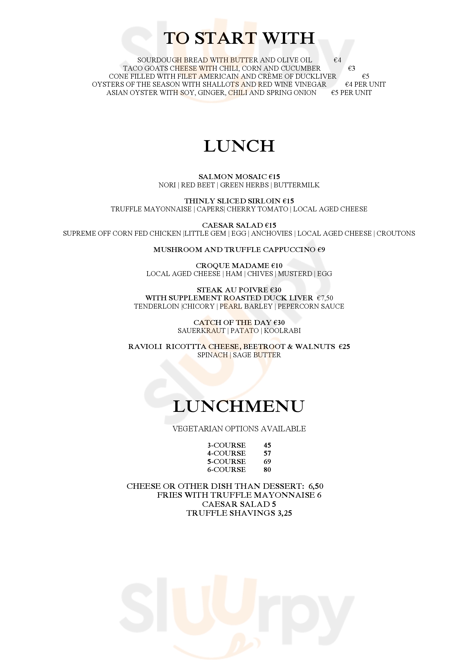 Restaurant Oxalis Wervershoof Menu - 1