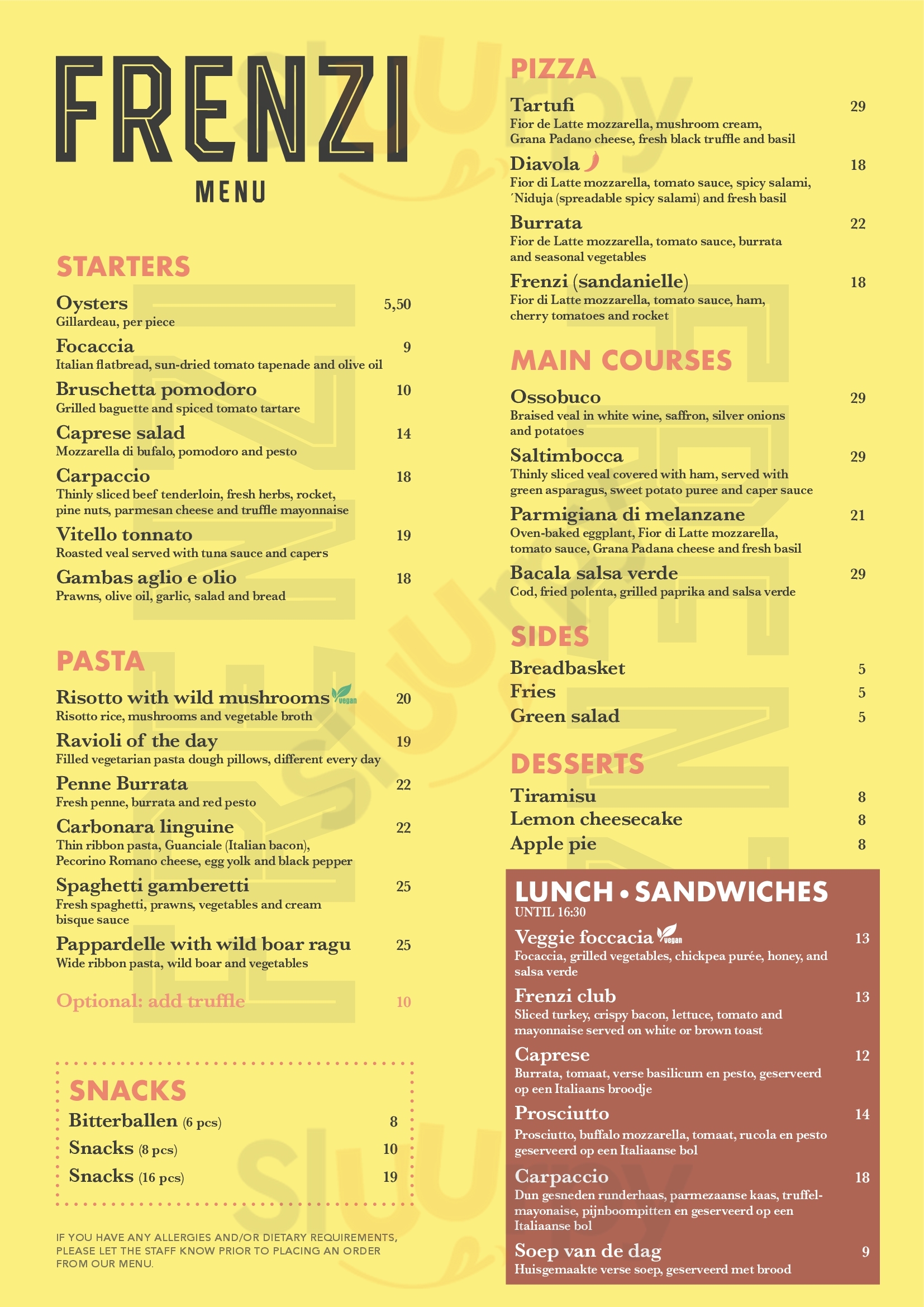 Frenzi Cucina Amsterdam Menu - 1