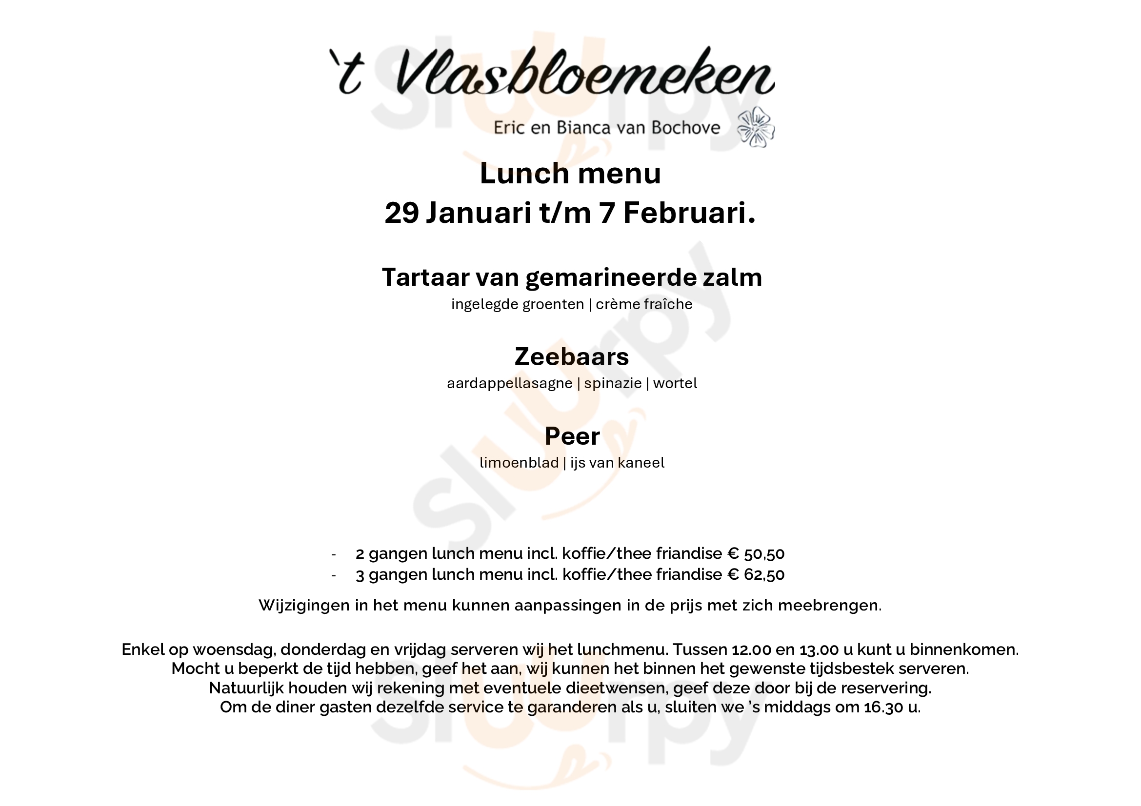 T' Vlasbloemeken Koewacht Menu - 1