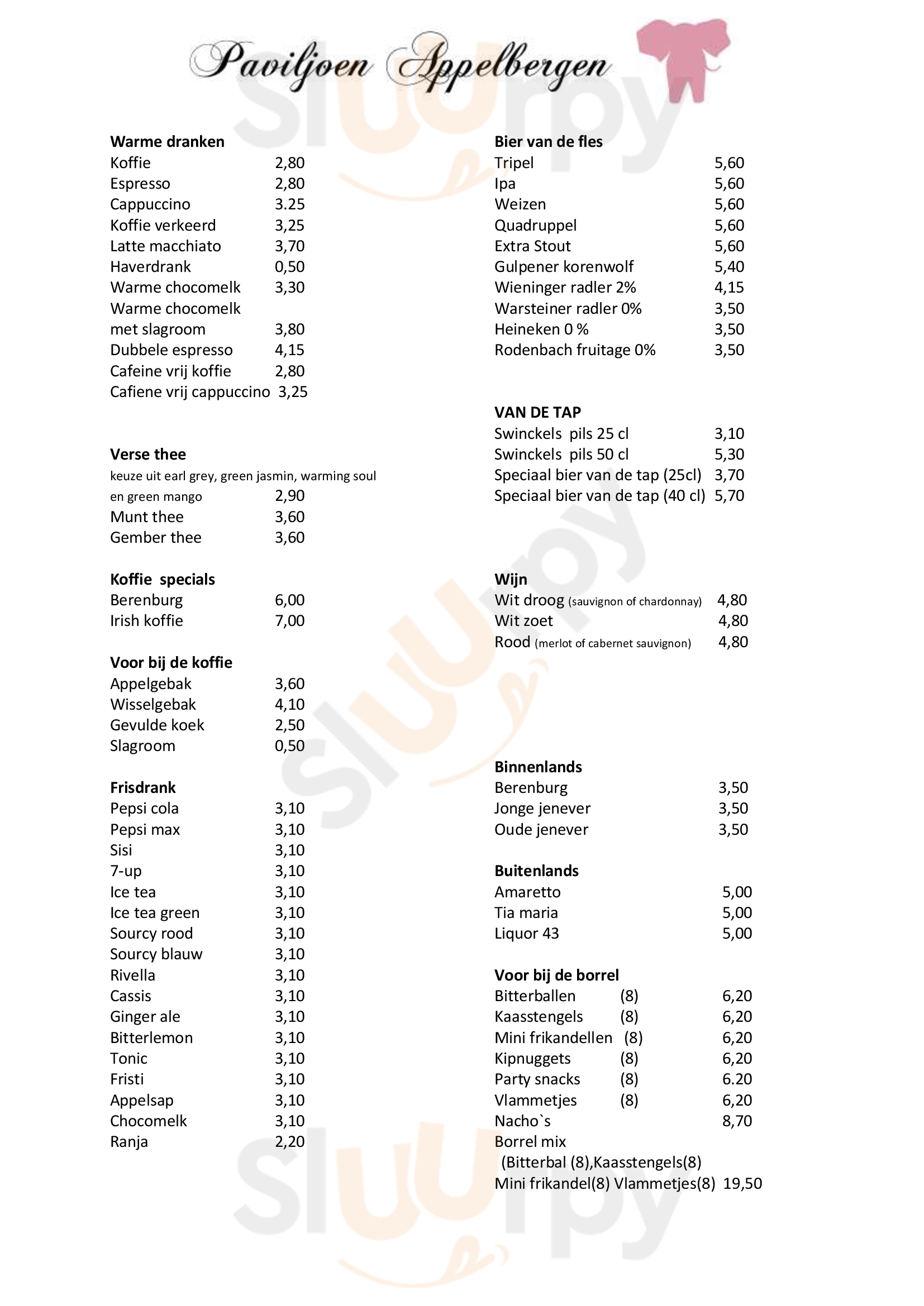 Paviljoen Appelbergen Glimmen Menu - 1