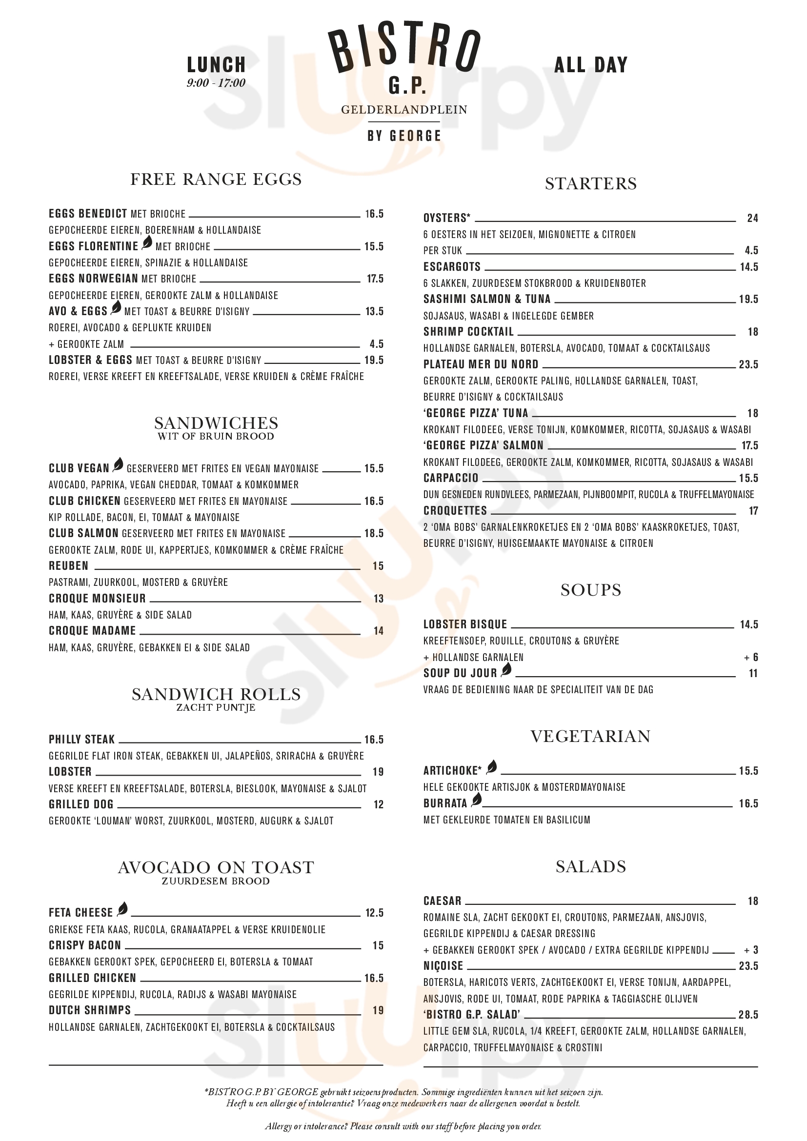 Main Menu - George Bistro Bistro