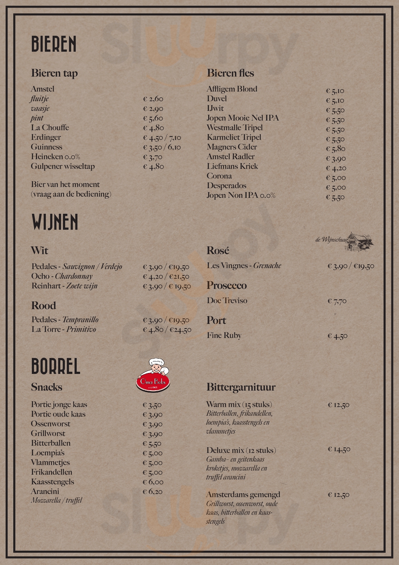 Cafe De Oude Schaeper Amsterdam Menu - 1