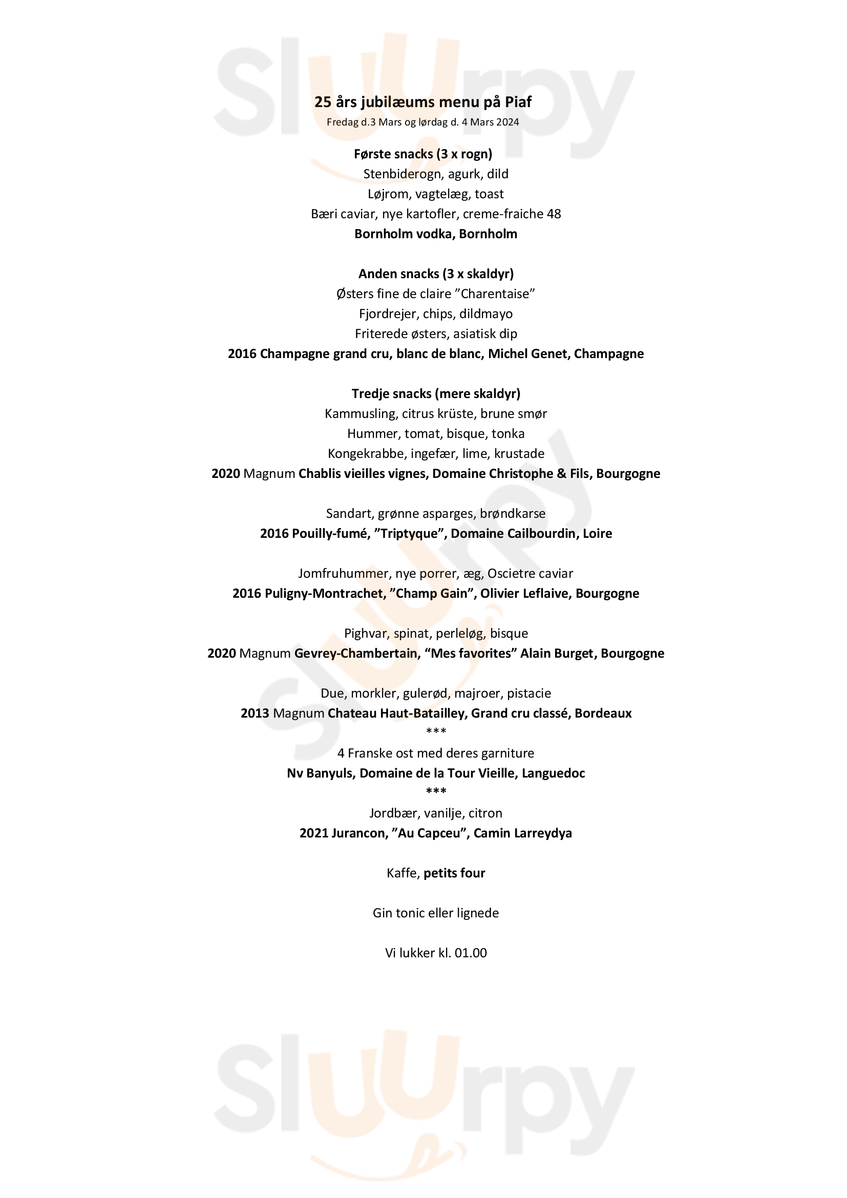 Restaurant Piaf Silkeborg Menu - 1