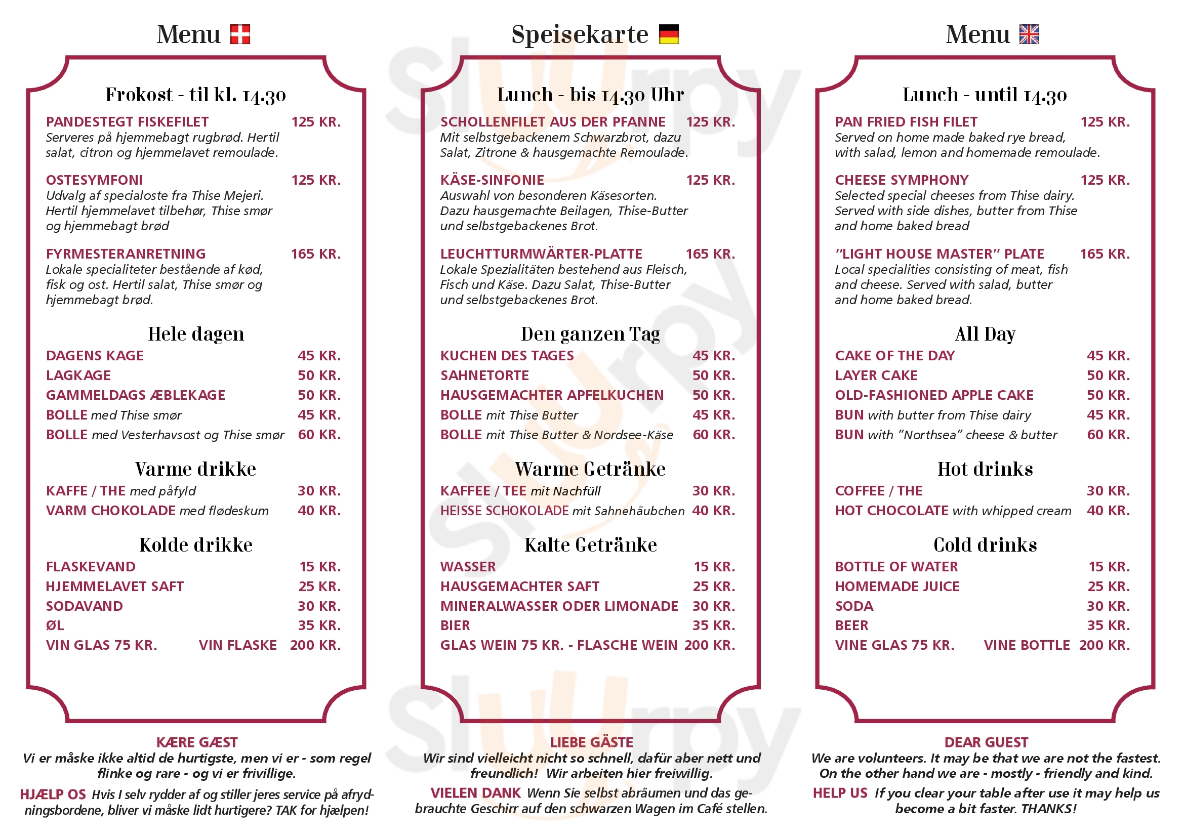 Bovbjerg Fyr Café Lemvig Menu - 1