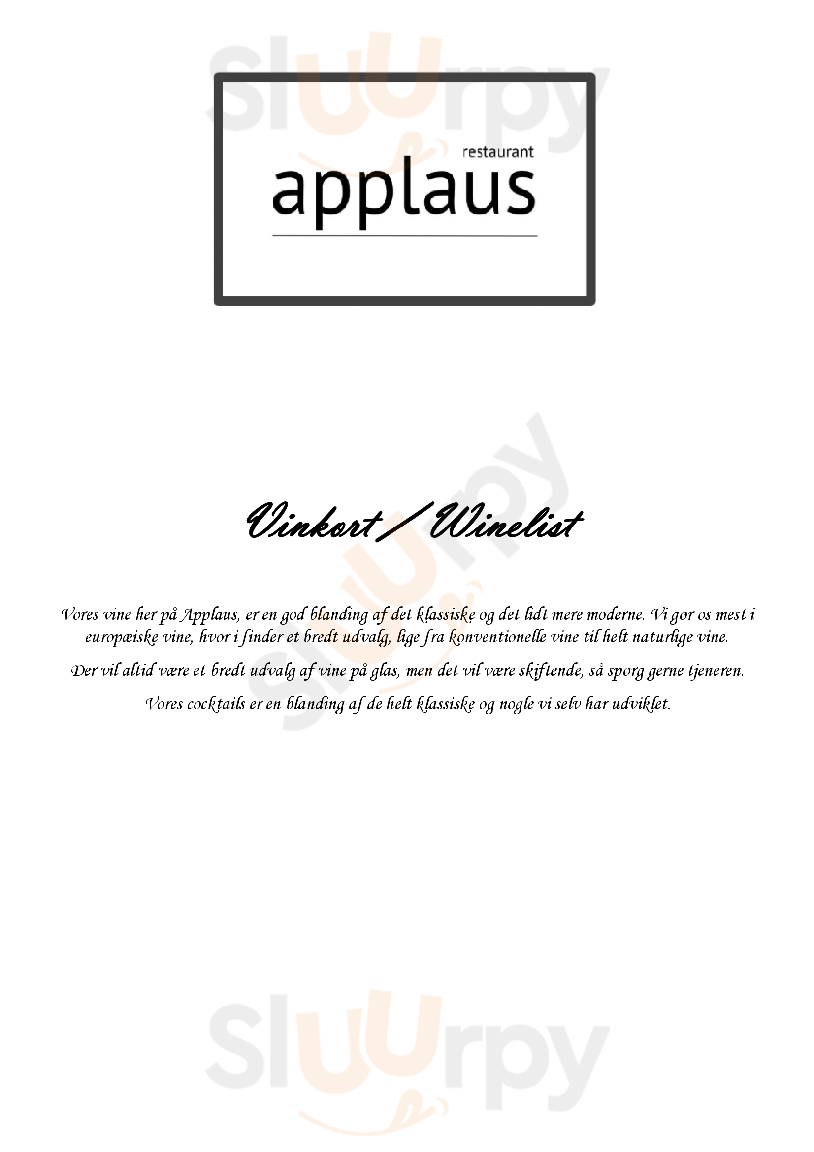 Main Menu - Restaurant Applaus