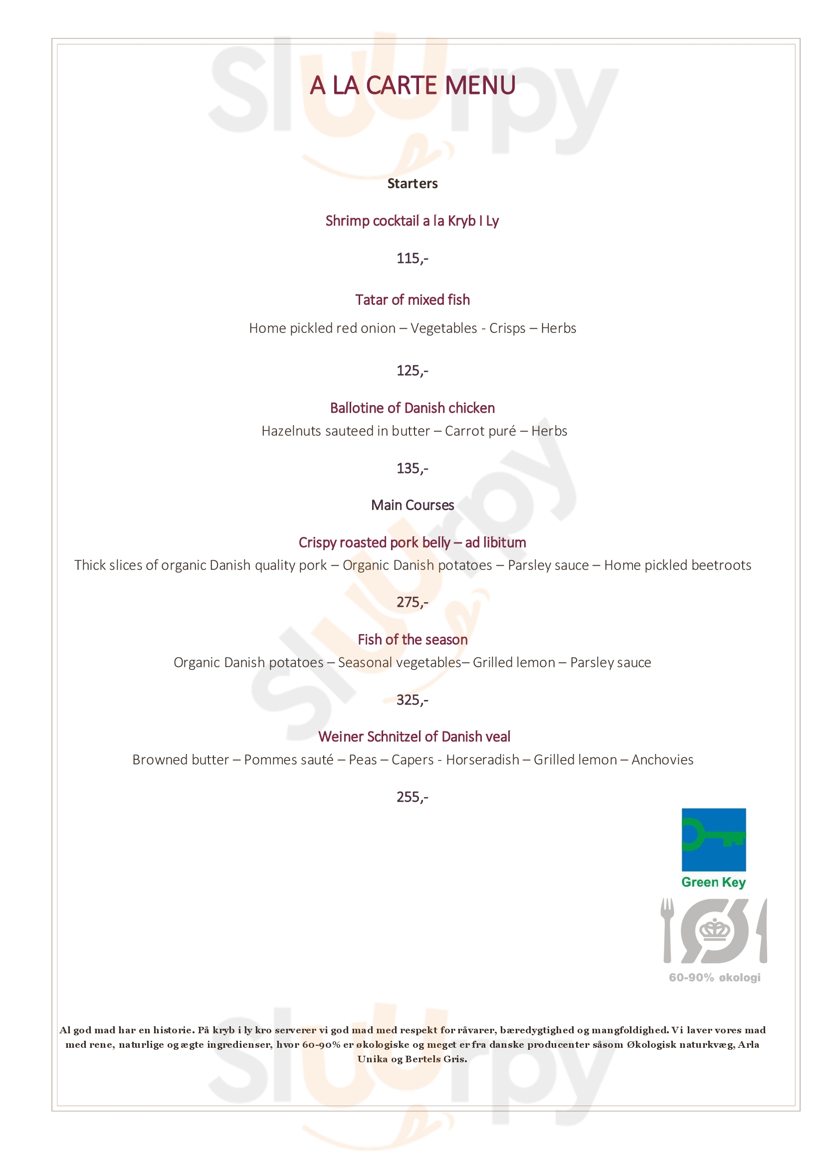 Best Western Kryb I Ly Restaurant Taulov Menu - 1