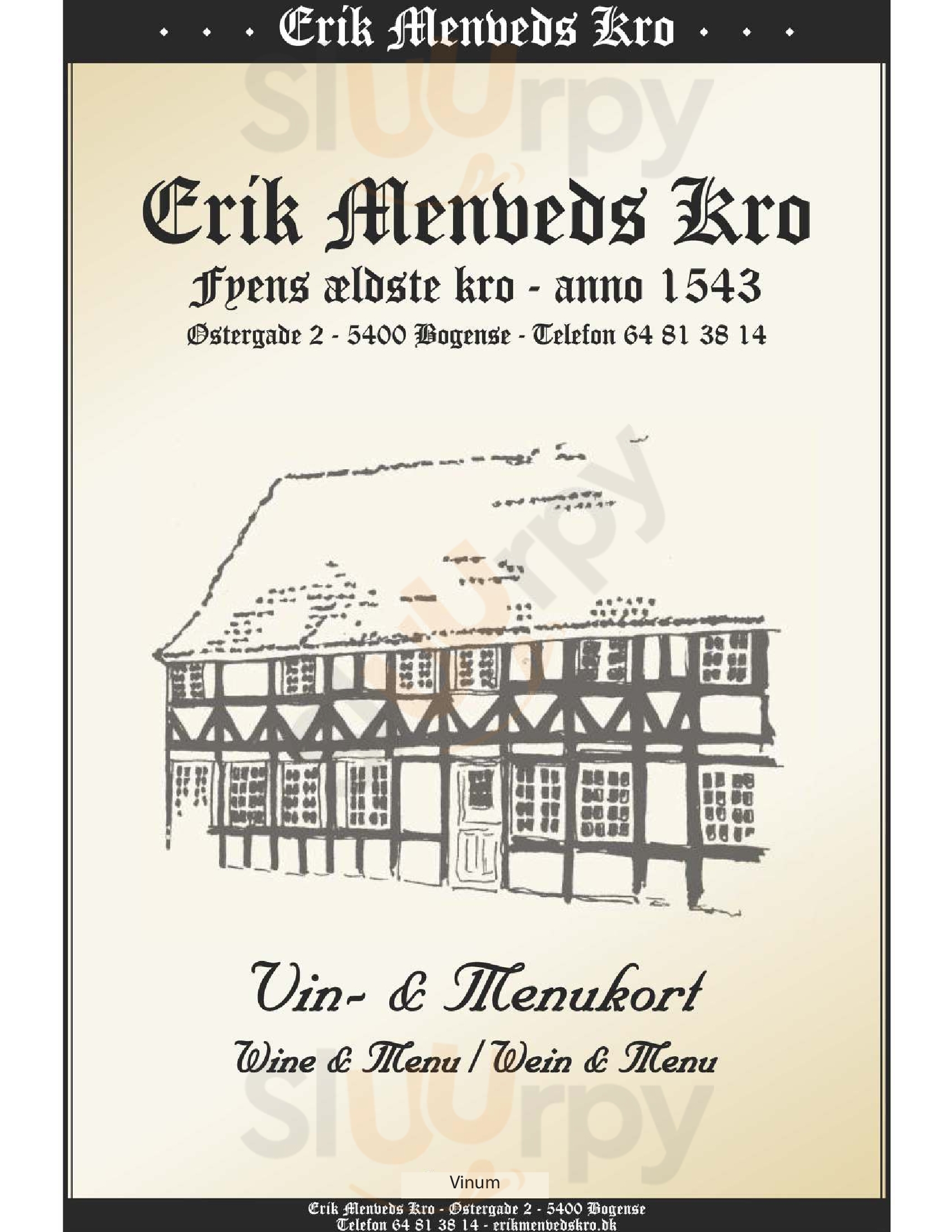 Erik Menveds Kro Restaurant Bogense Menu - 1