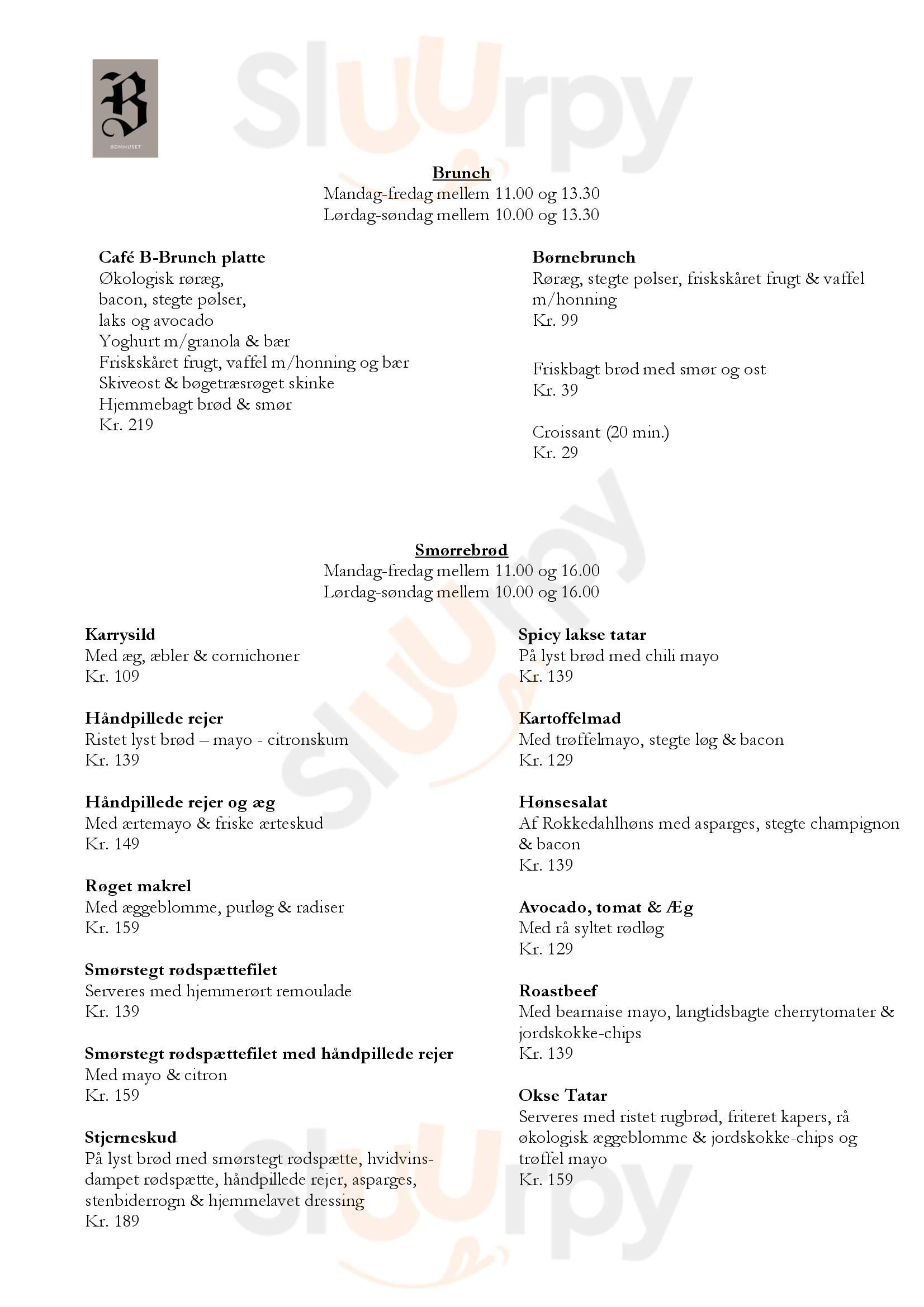 Cafe Bomhuset Charlottenlund Menu - 1