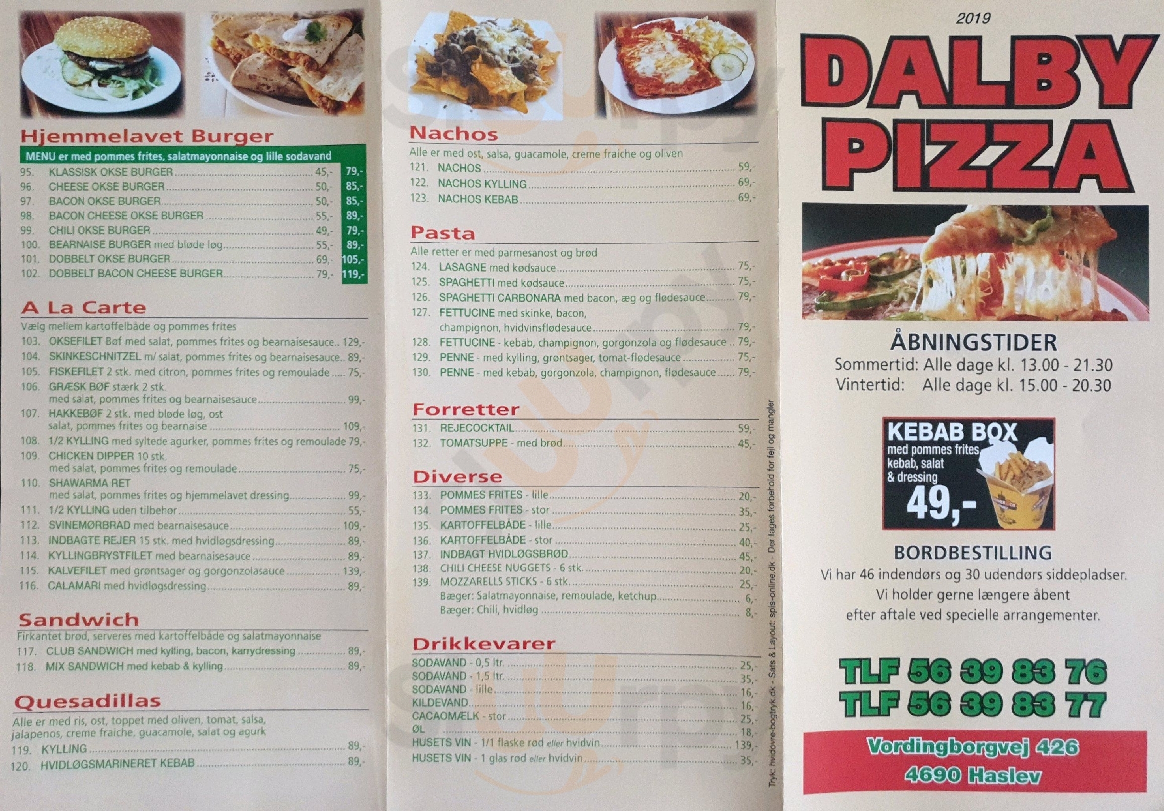 Dalby Pizzaria Og Grill Haslev Menu - 1