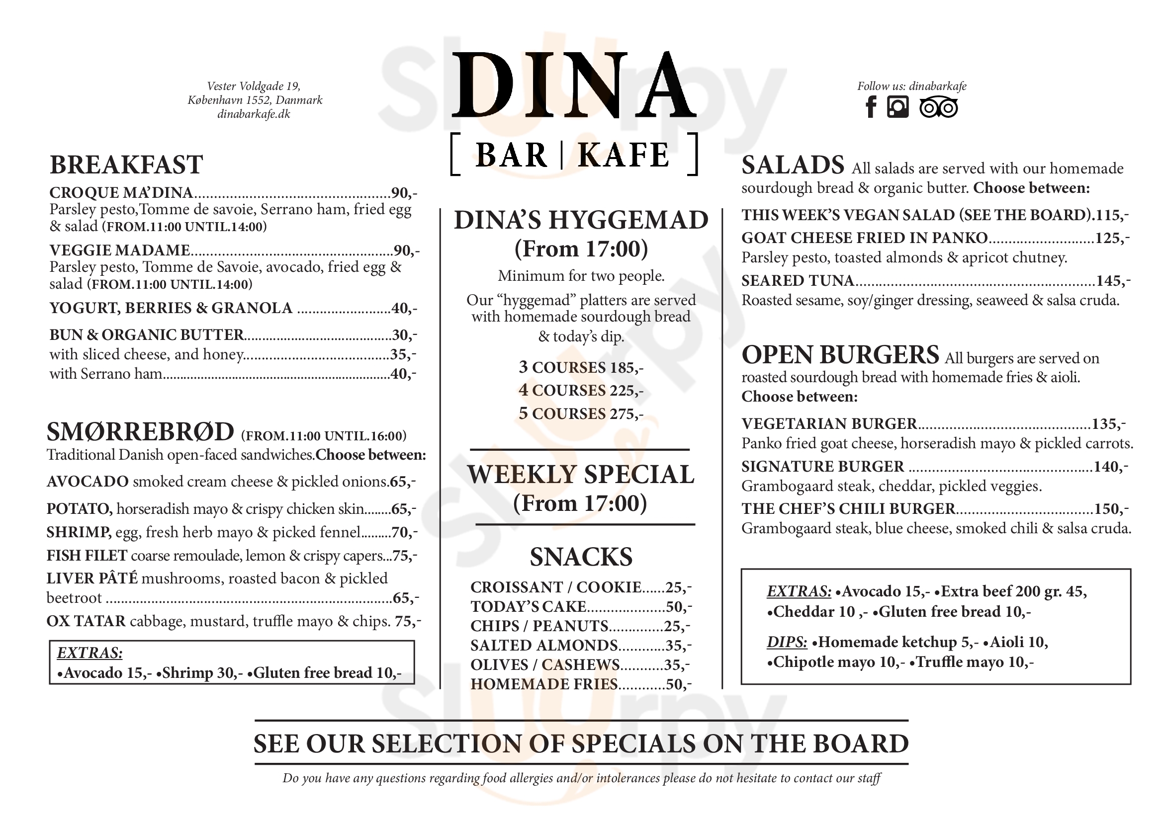 Dina Bar Kafe København Menu - 1