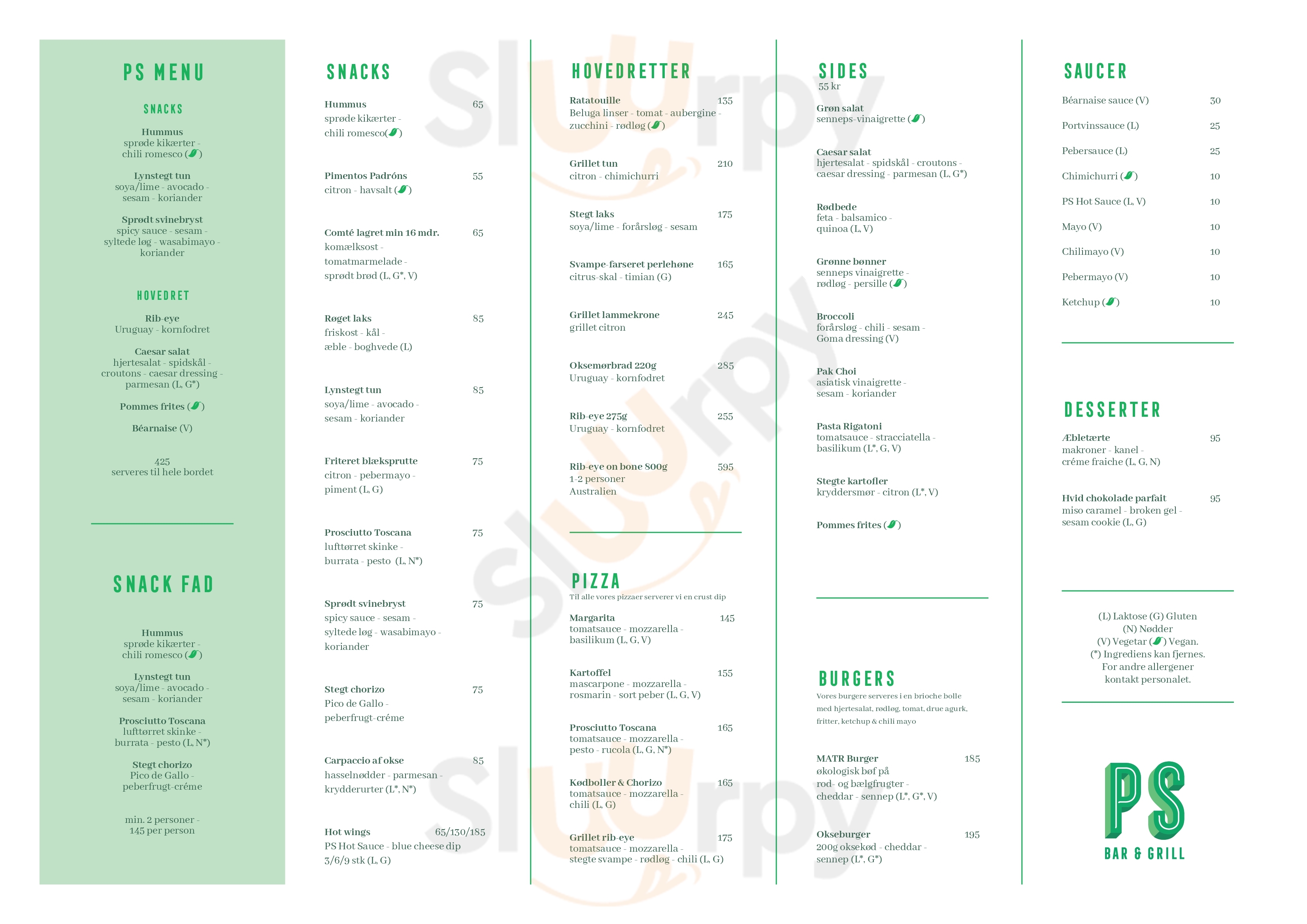 Ps Bar & Grill København Menu - 1