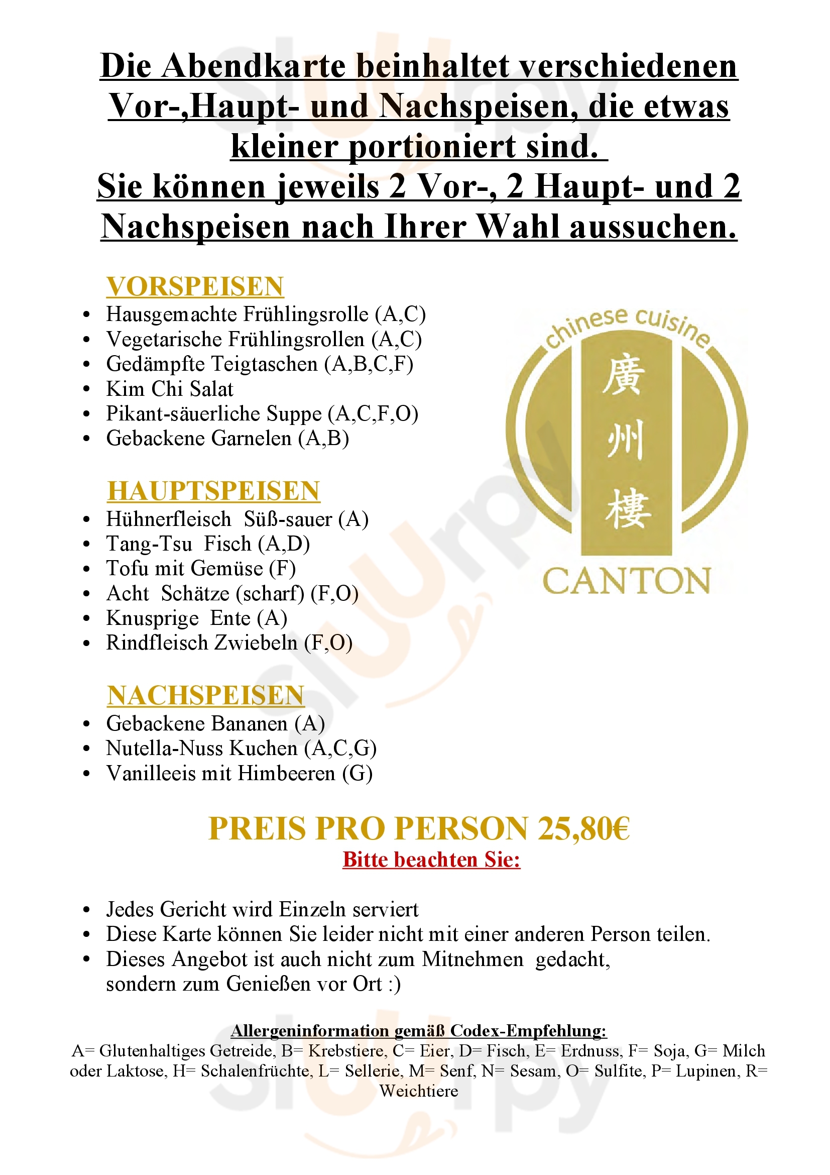 China-restaurant Canton Innsbruck Menu - 1