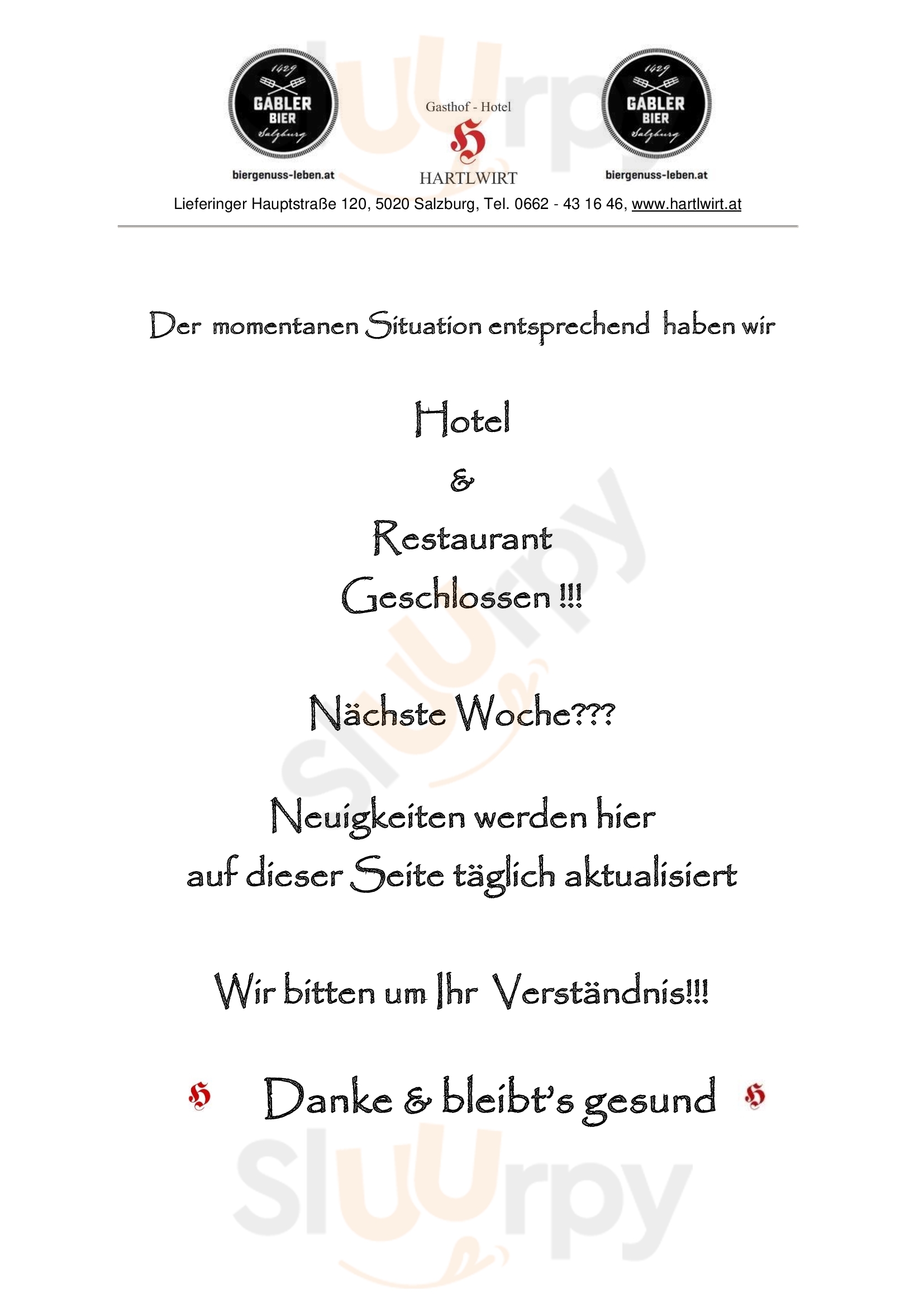 Hartlwirt Gasthof-hotel Restaurant Salzburg Menu - 1