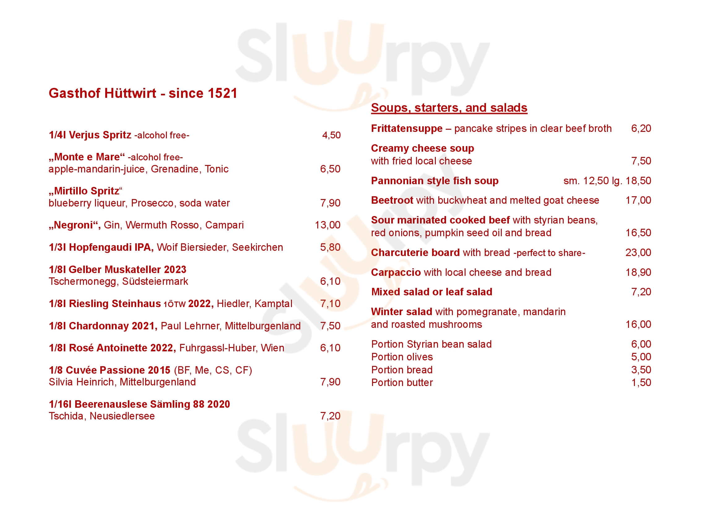 Gasthof Hüttwirt Salzburg Menu - 1