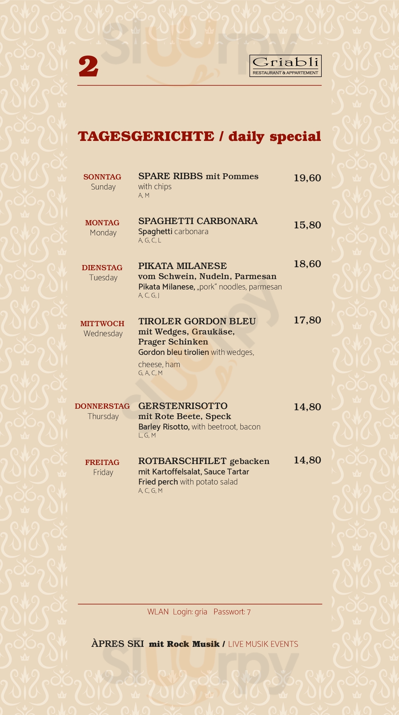 Restaurant Griabli St. Anton am Arlberg Menu - 1