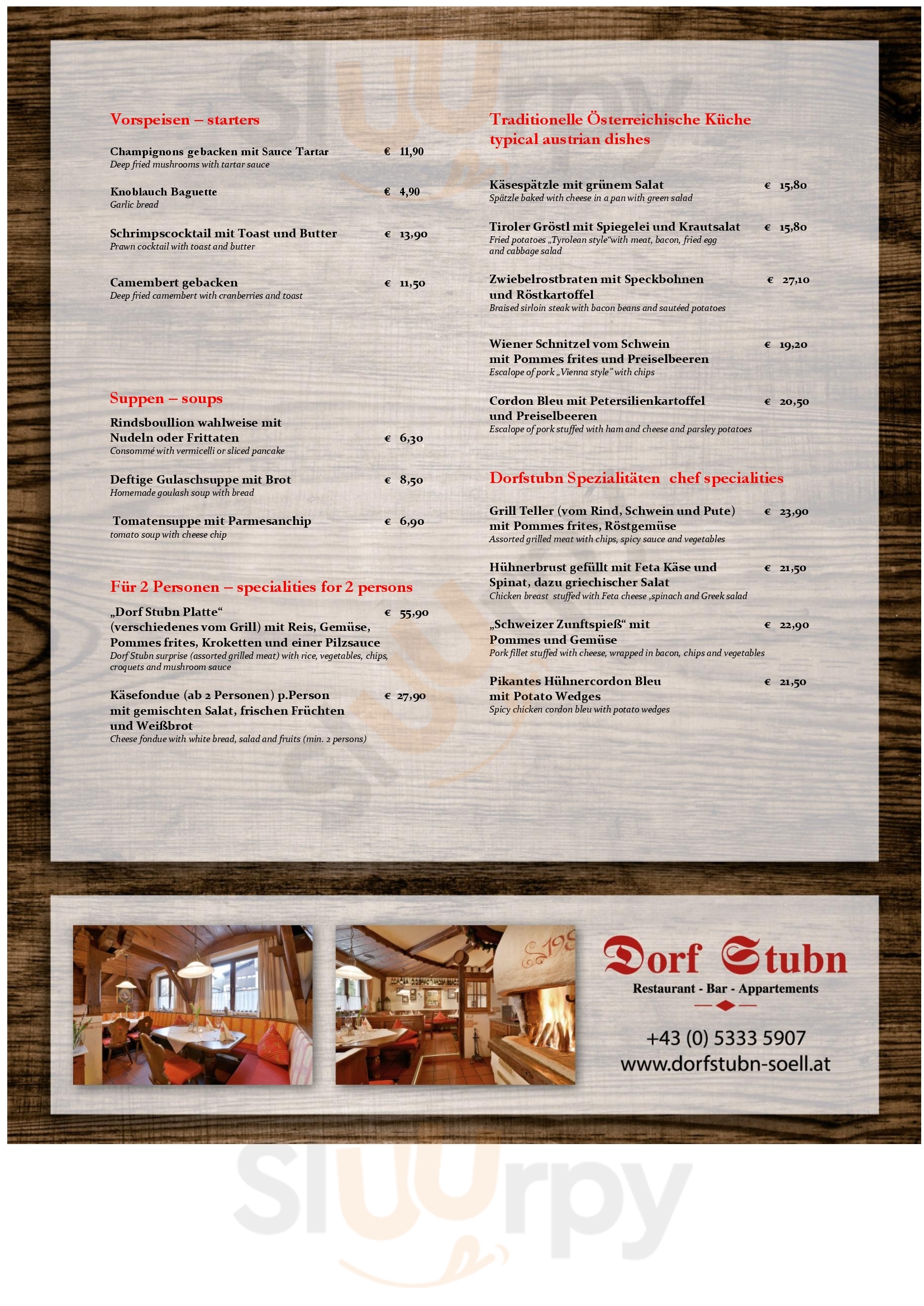 Dorf Stubn Söll Menu - 1