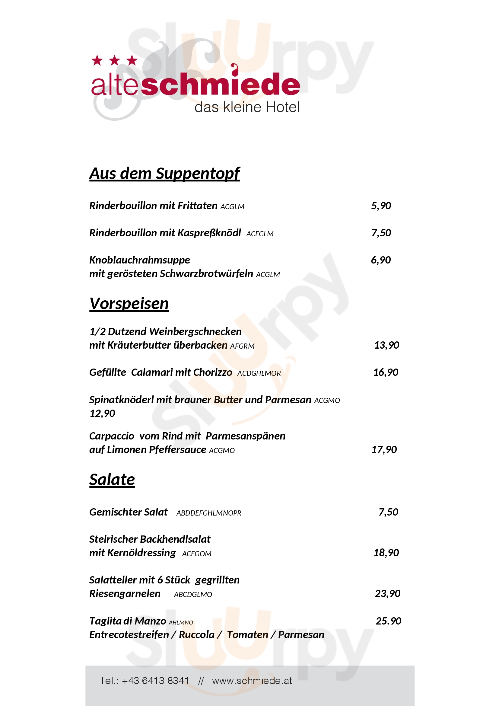 Alte Schmiede, Das Kleine Hotel Wagrain Menu - 1