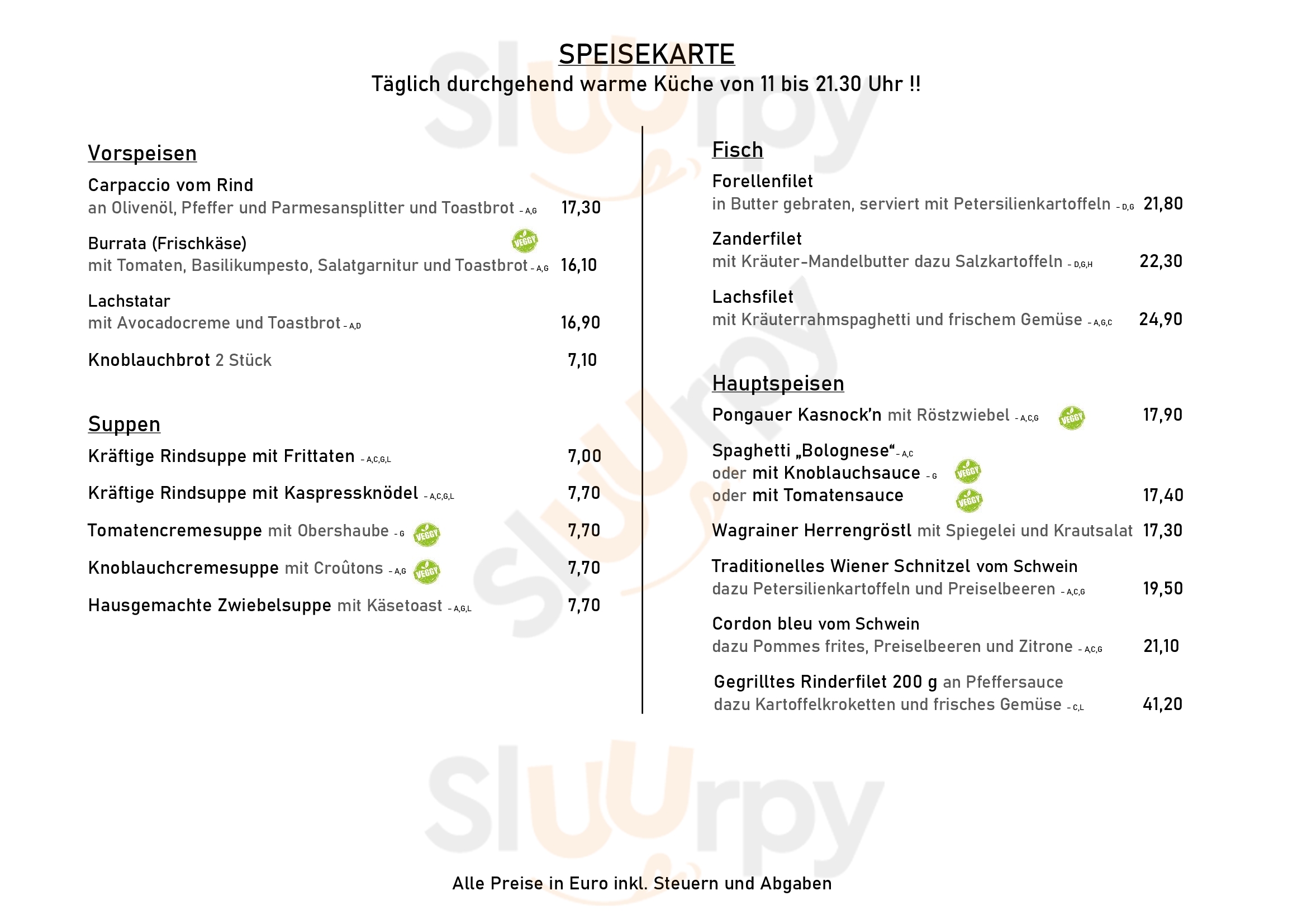 Hotel Wagrainerhof- A La Carte Restaurant Wagrain Menu - 1