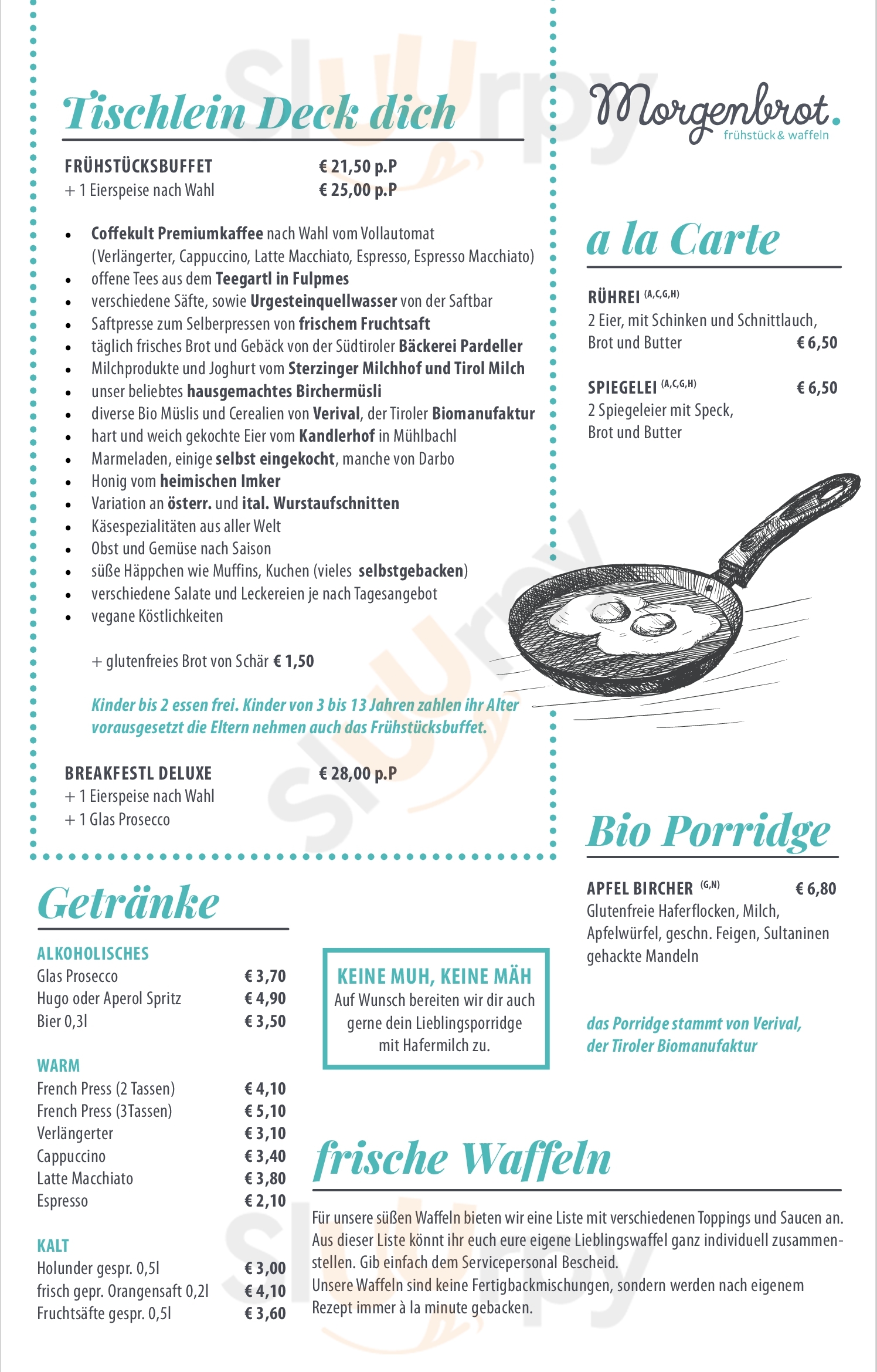 Morgenbrot Frühstück Und Waffeln Hall in Tirol Menu - 1