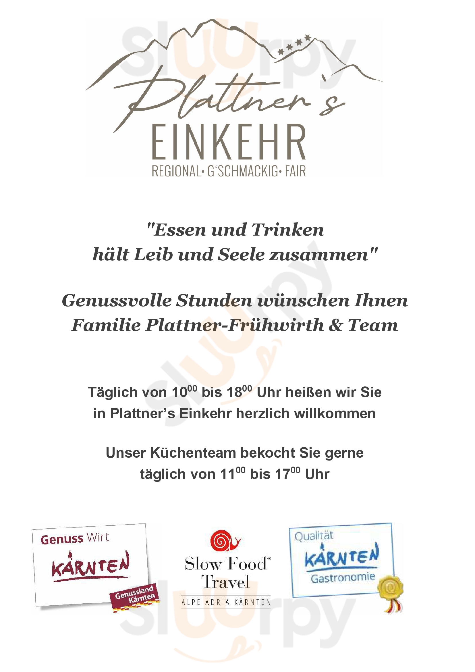 Plattner's Einkehr Sonnenalpe Nassfeld Menu - 1