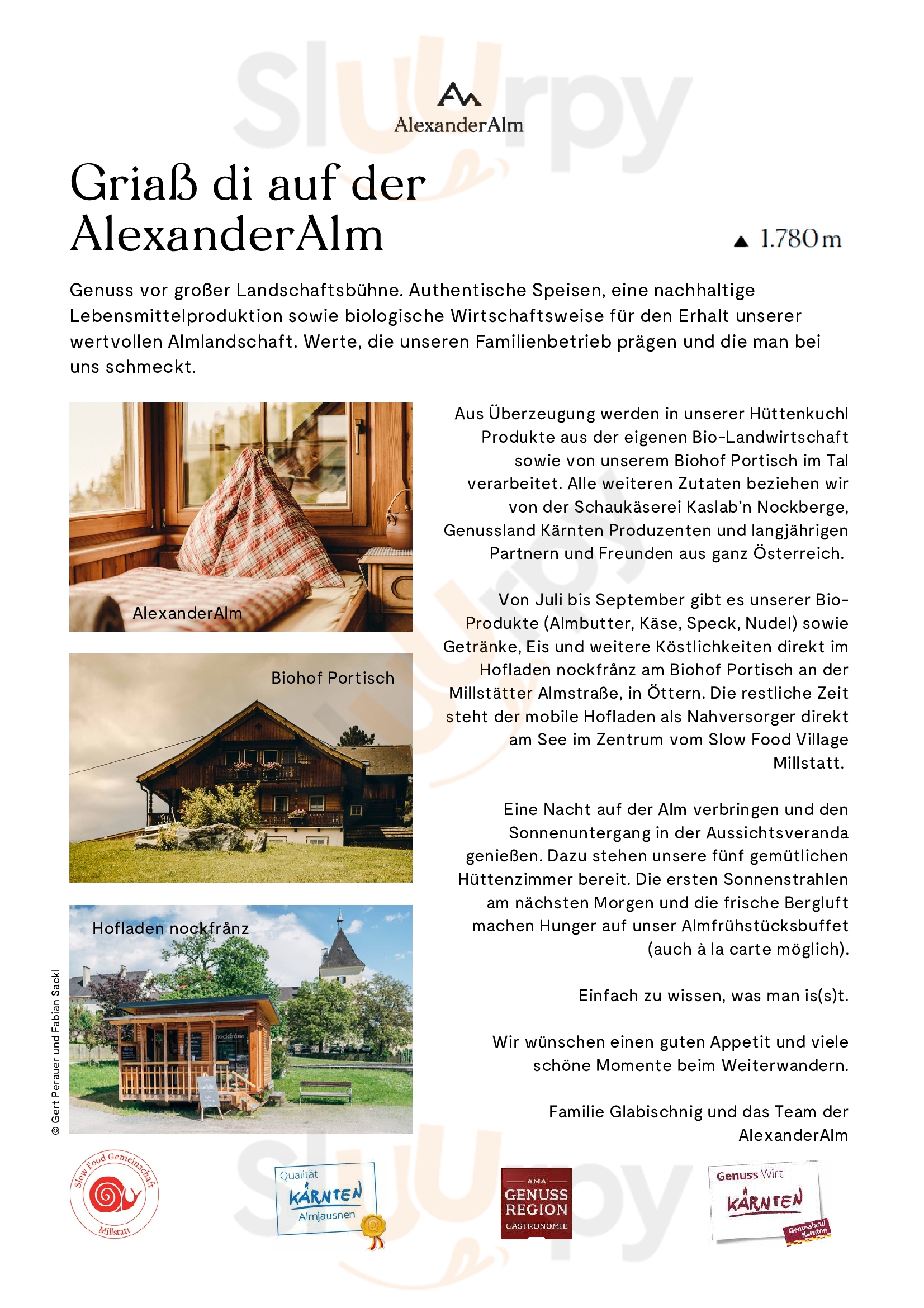Alexander Hutte Millstatt Menu - 1