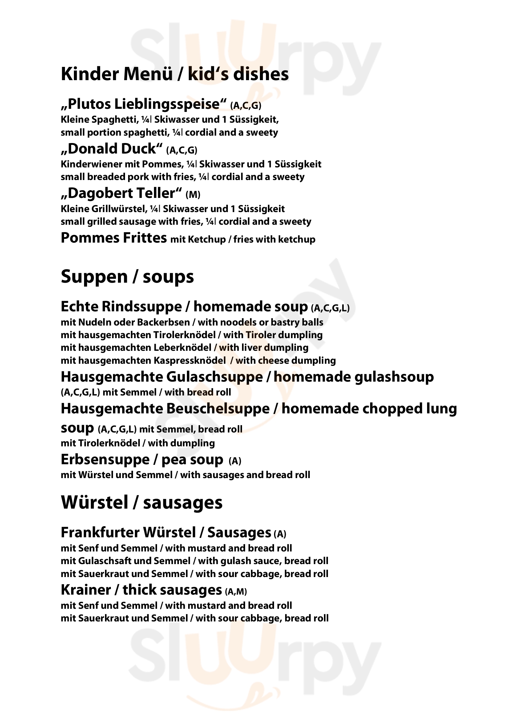 Haitzingalm Bad Hofgastein Menu - 1