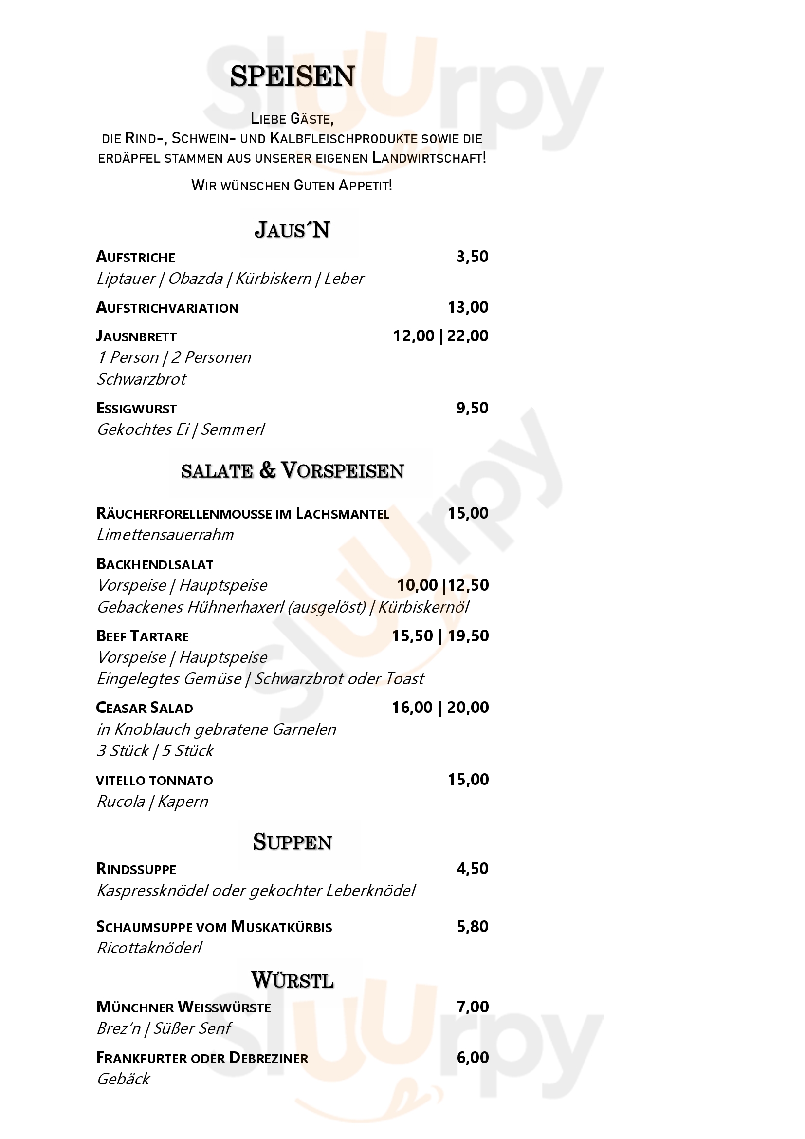 Hotel-restaurant Friesacher Anif Menu - 1