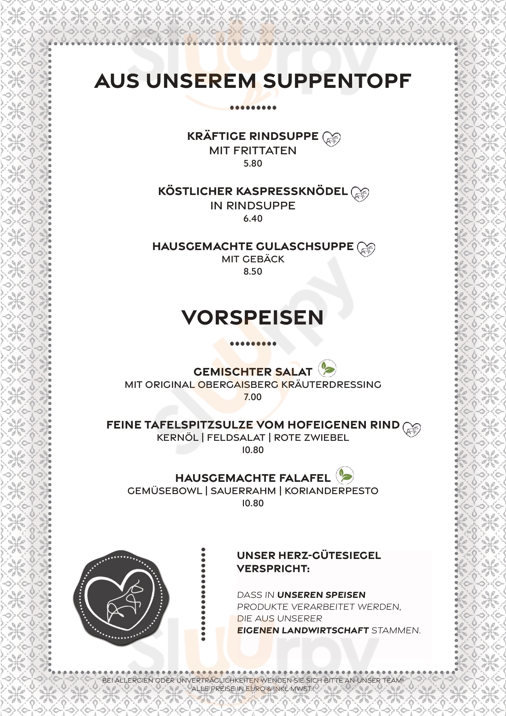 Gasthaus Obergaisberg Kirchberg Menu - 1