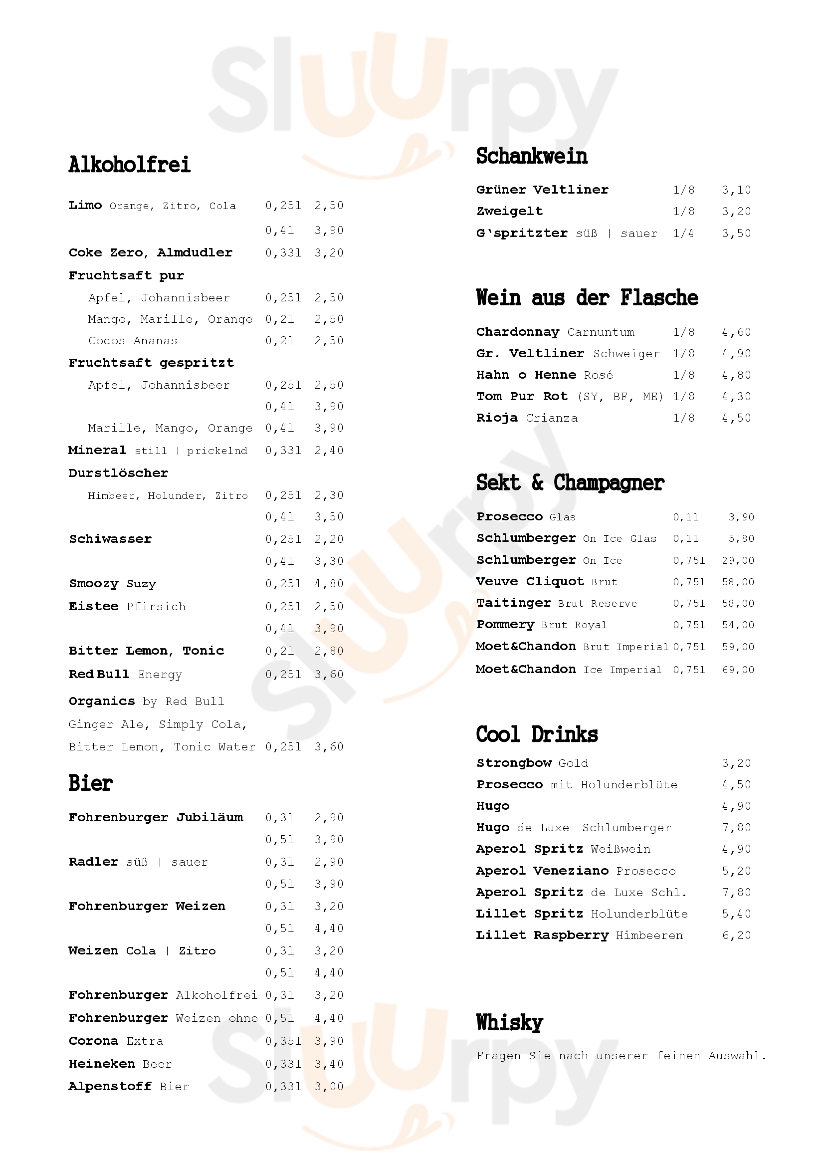 Müehlebach Pub Cafe Brand Menu - 1