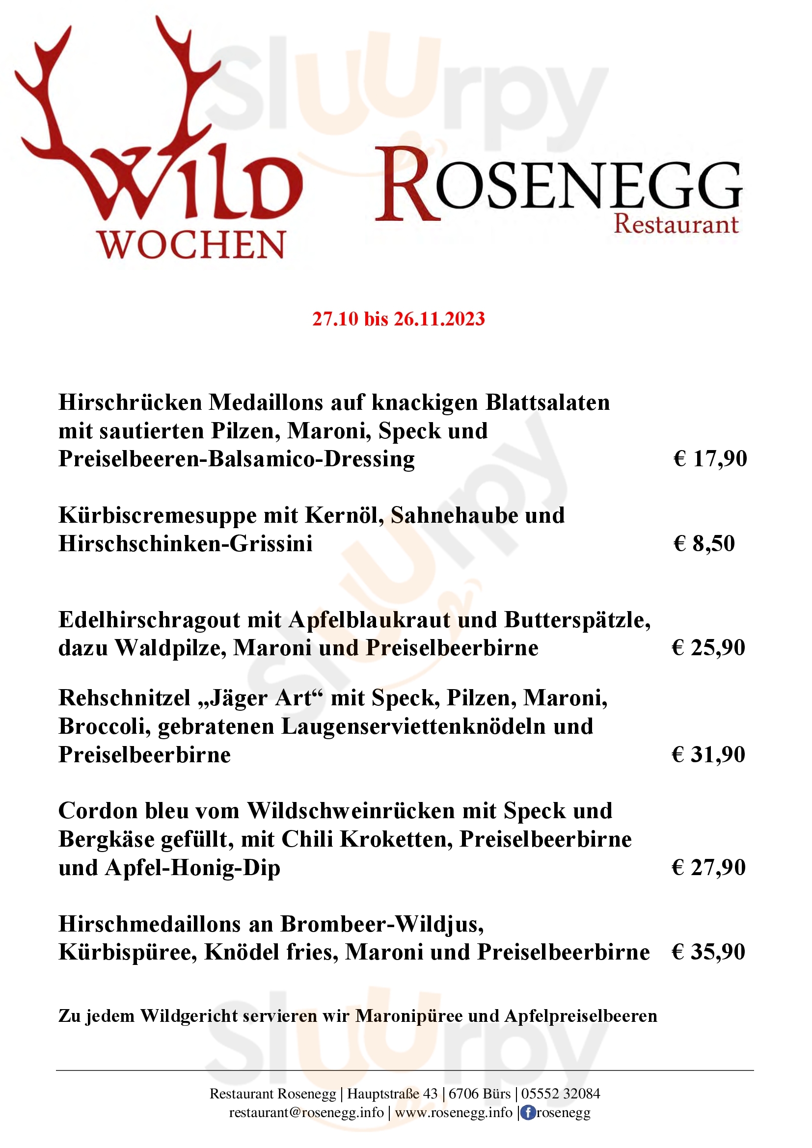 Restaurant Rosenegg Bürs Menu - 1