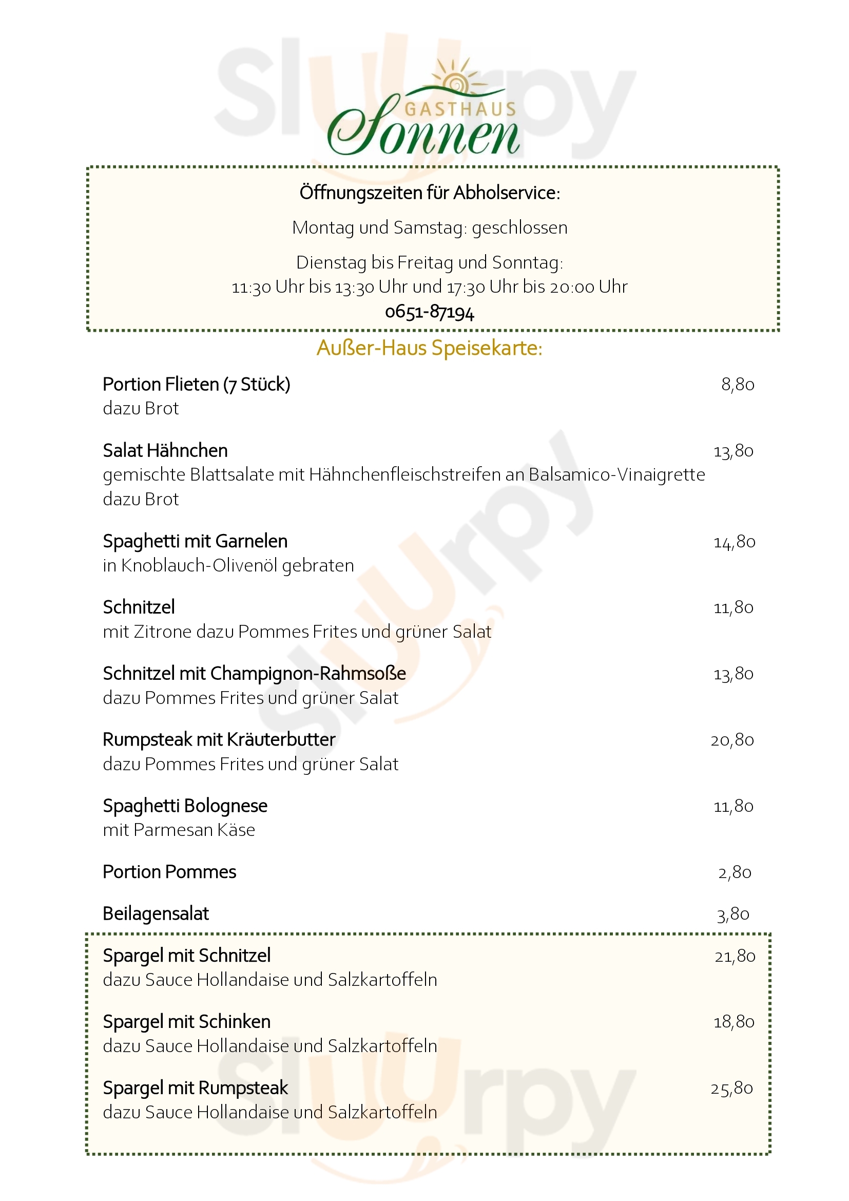 Gasthaus Sonnen Trierweiler Menu - 1