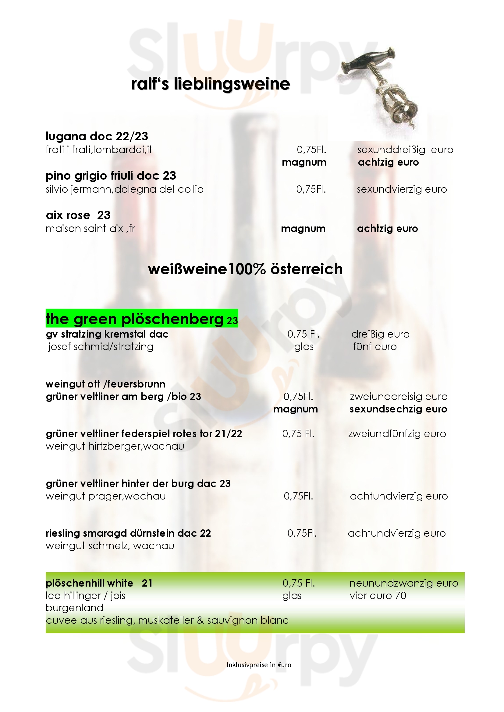Landgasthof Plöschenberg Köttmannsdorf Menu - 1