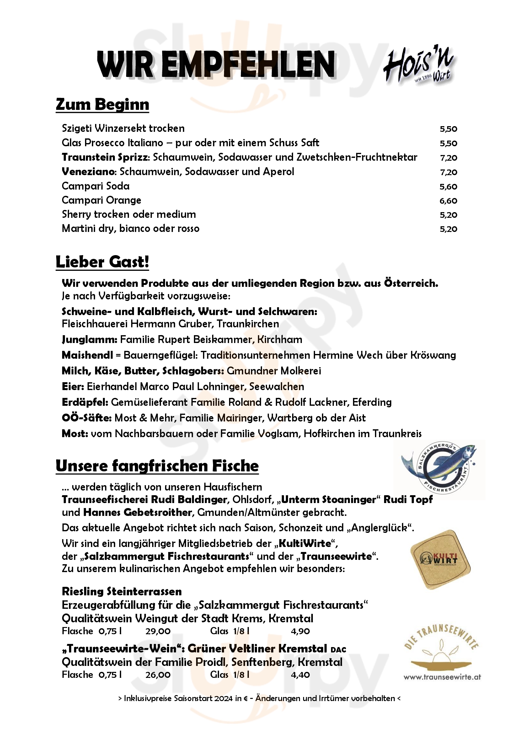 Seegasthof Hois'n Wirt Gmunden Menu - 1