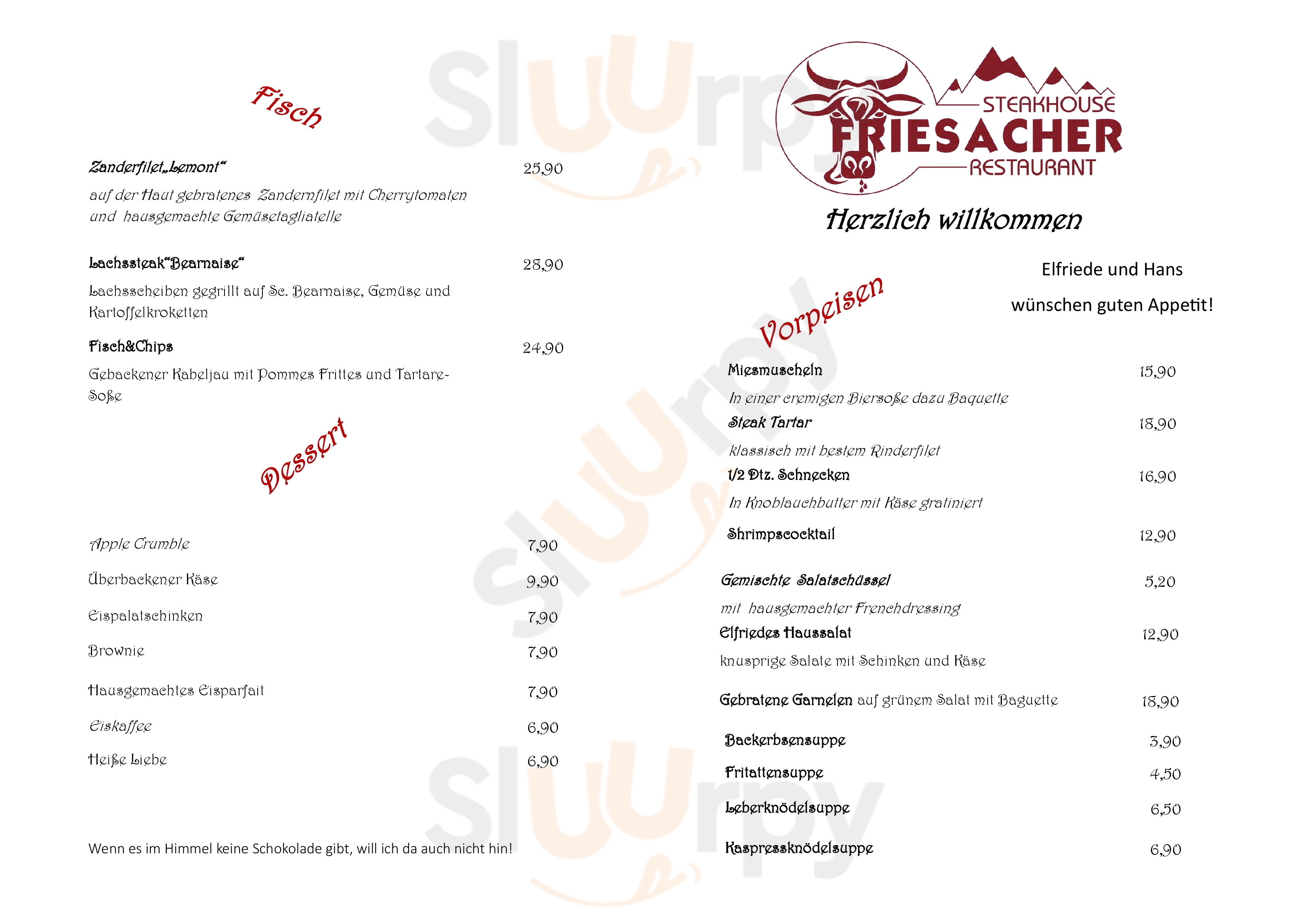 Steakhouse Friesacher Schladming Menu - 1