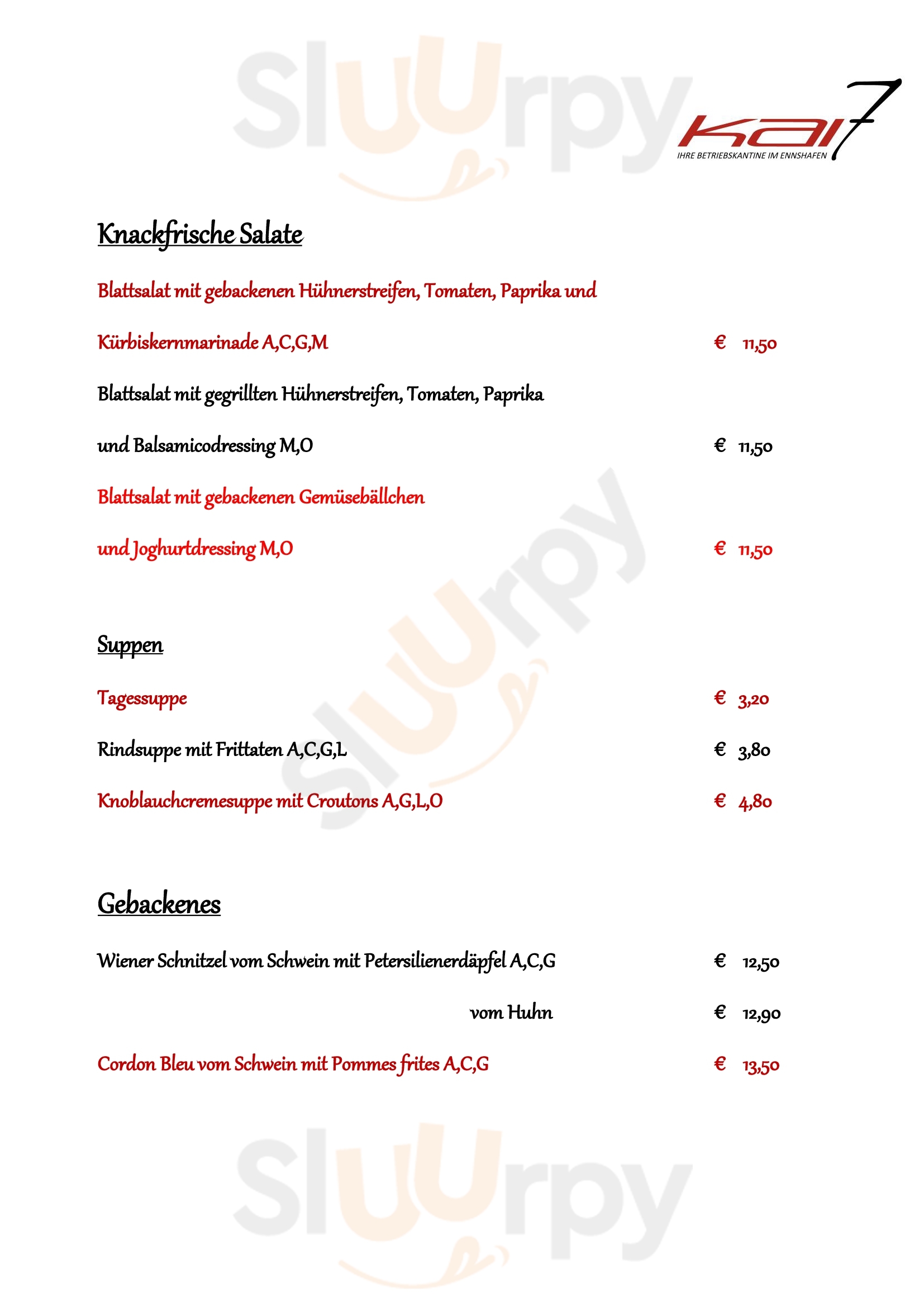 Kai 7 Cafe-restaurant Im Ennshafen - Harald Limberger Enns Menu - 1