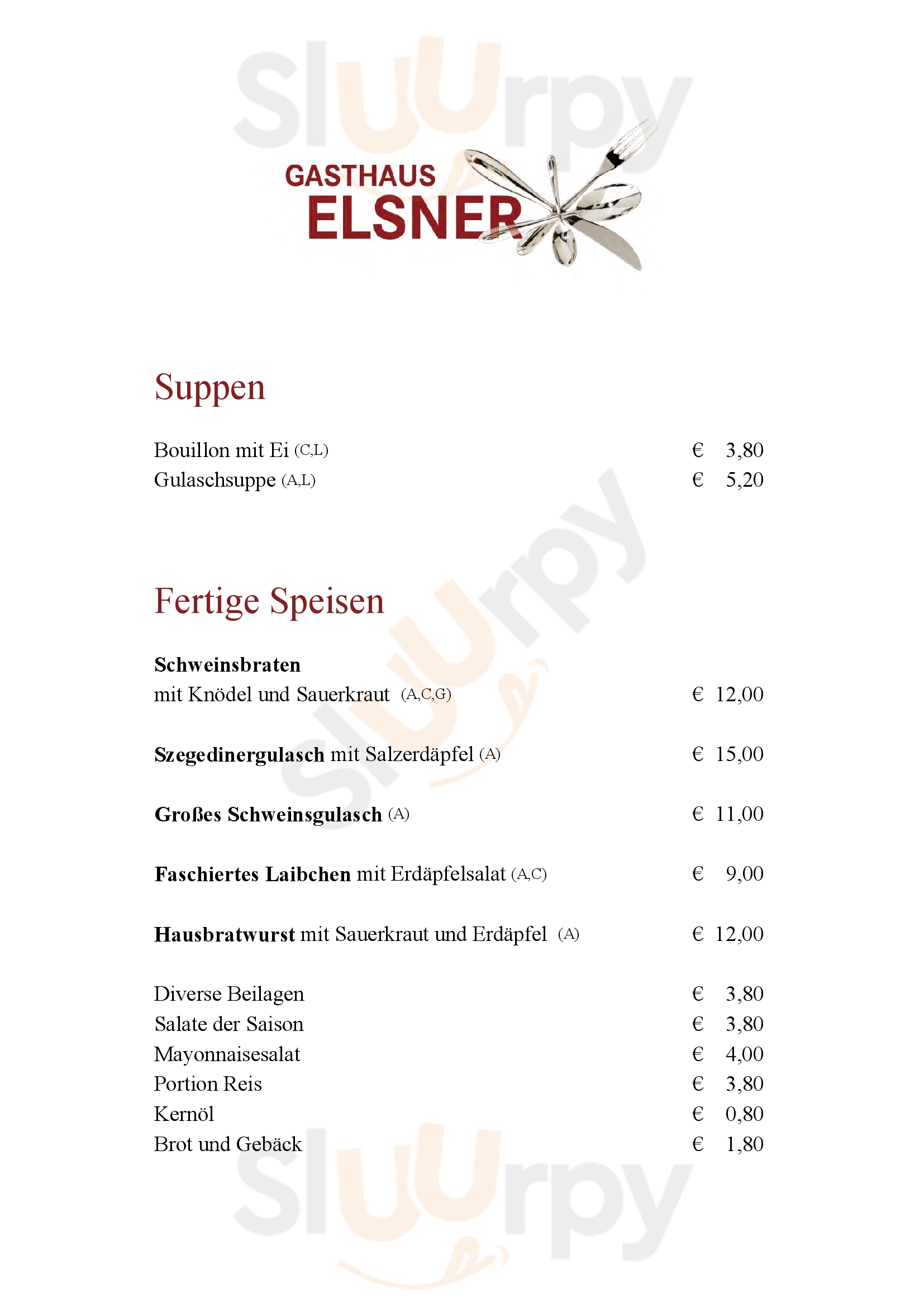 Gasthaus Elsner Wien Menu - 1
