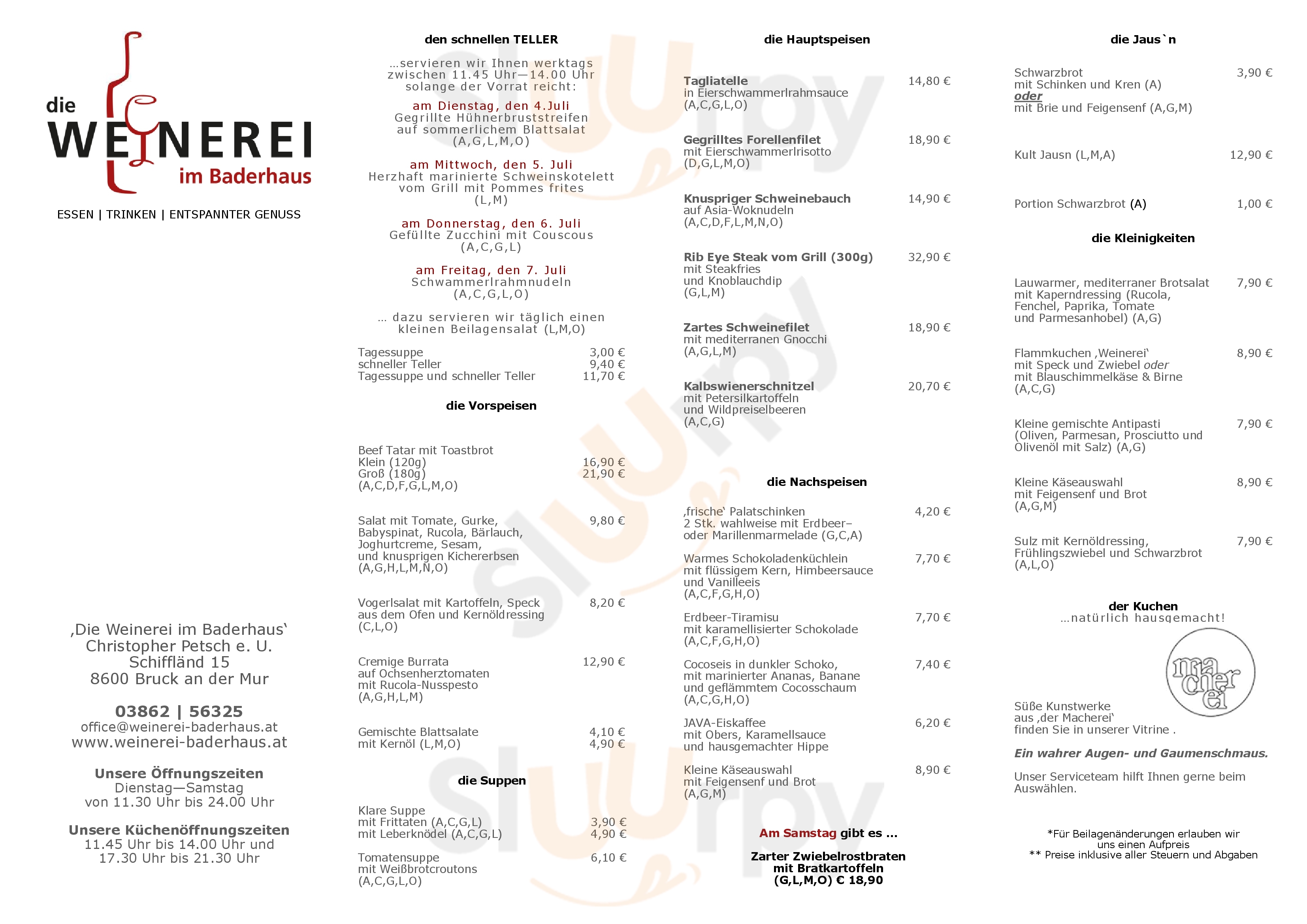 Macherei Cafe – Restaurant Bruck an der Mur Menu - 1