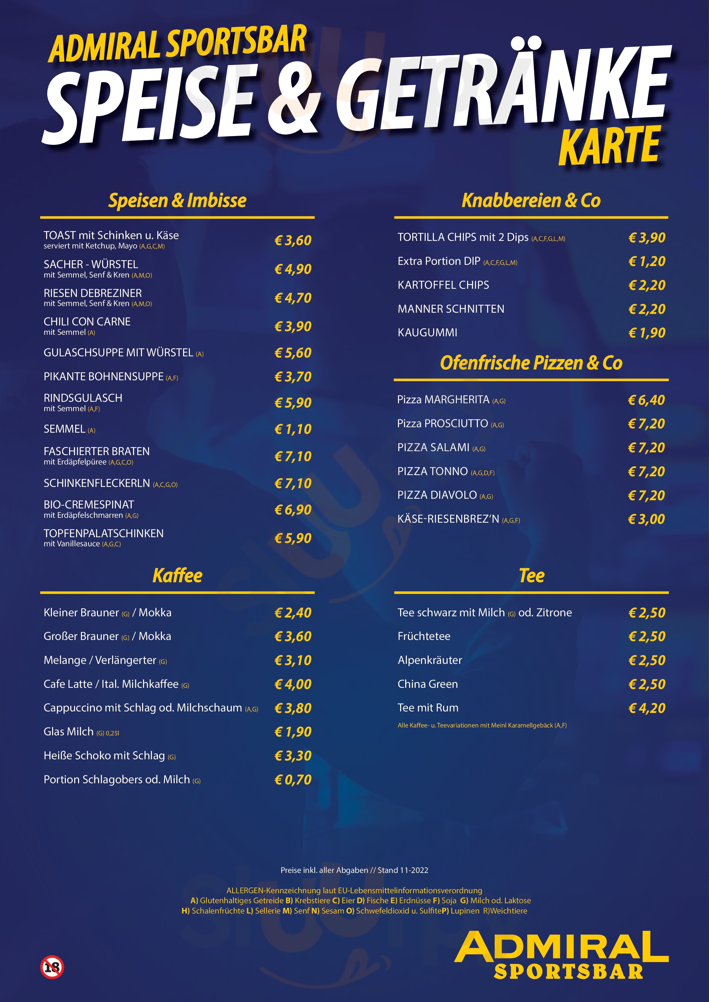 Main Menu - Cafe Admiral