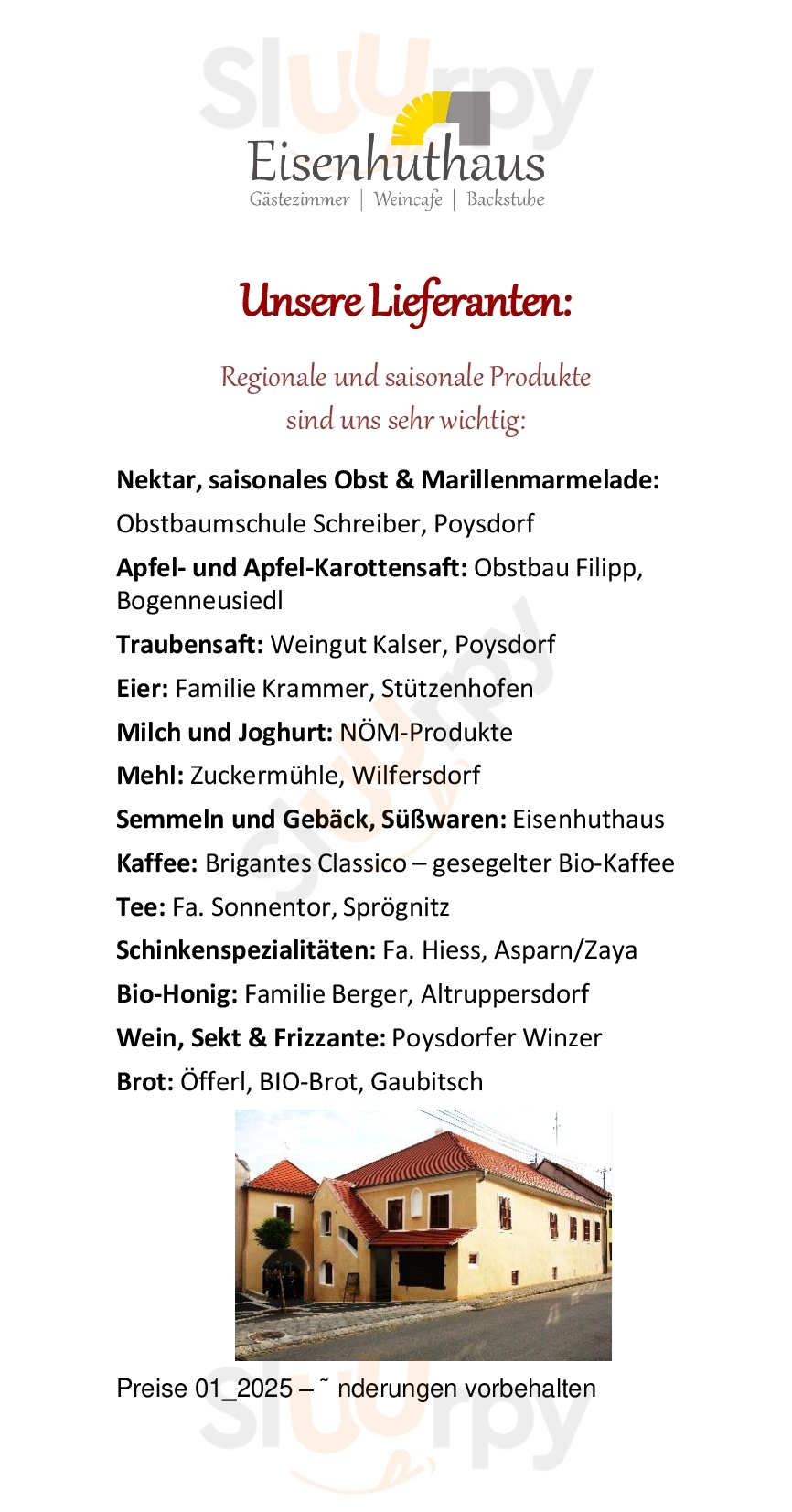 Eisenhuthaus Wein - Cafe Poysdorf Menu - 1