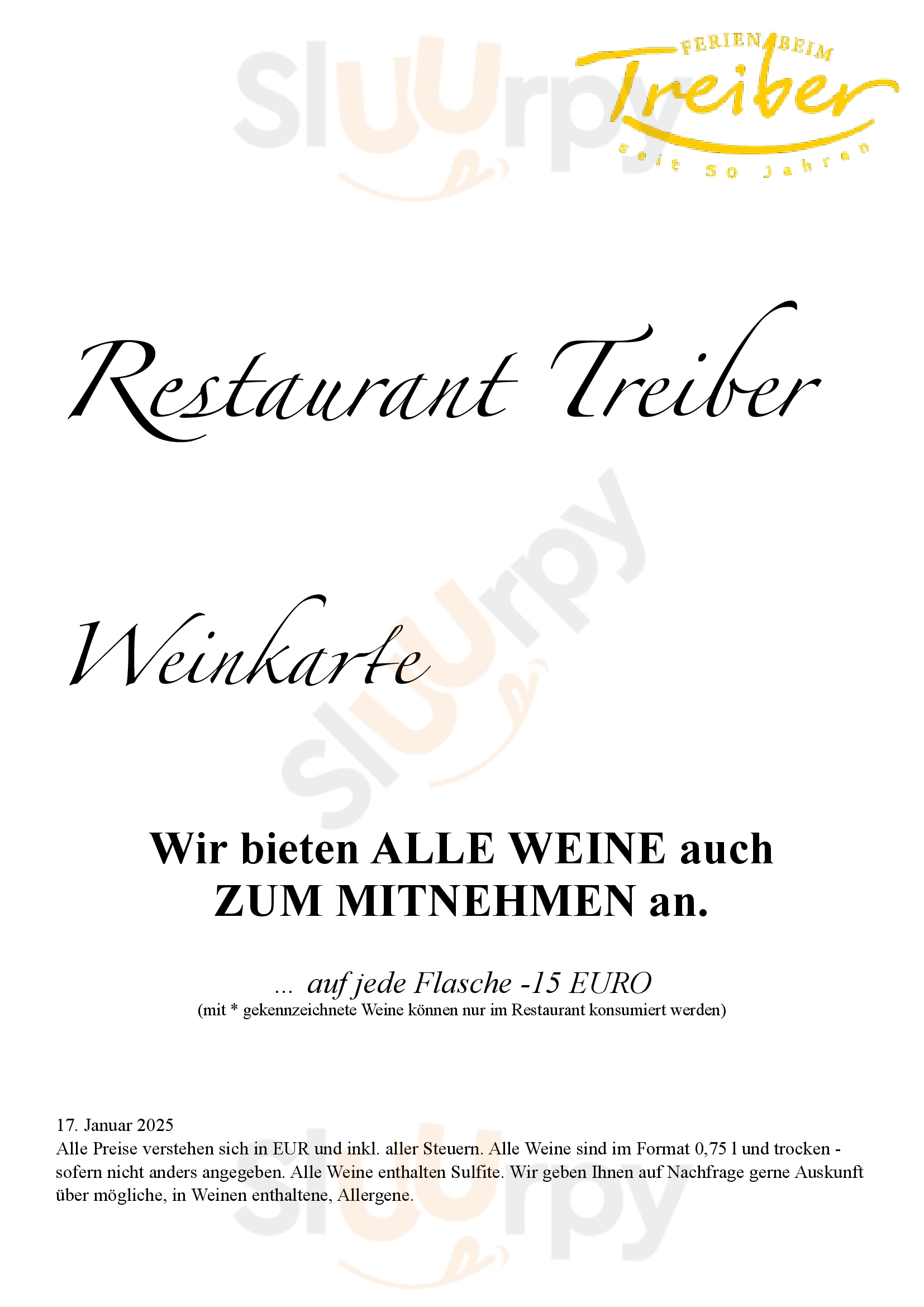 Main Menu - Restaurant Treiber