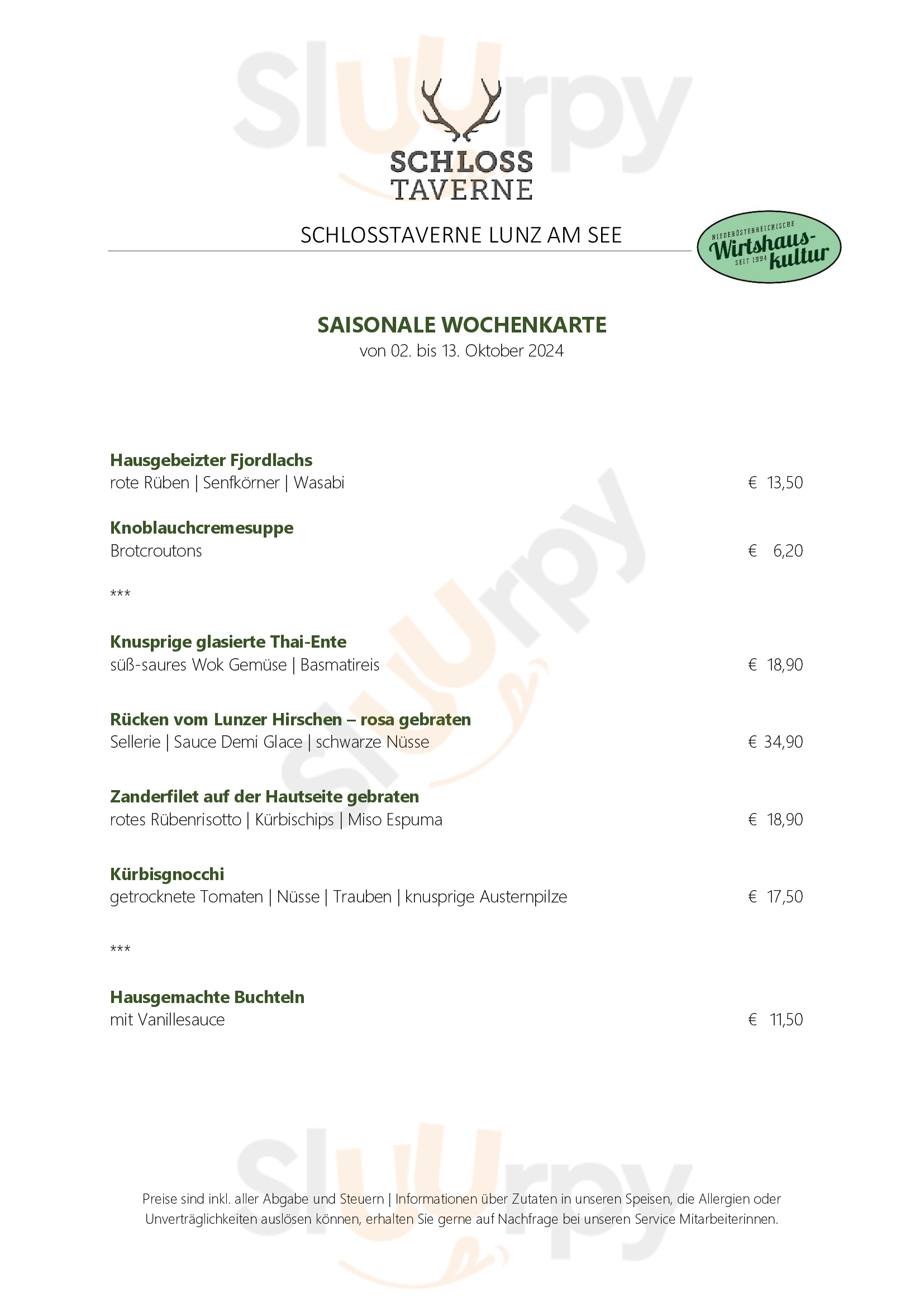 Schlosstaverne Lunz am See Menu - 1