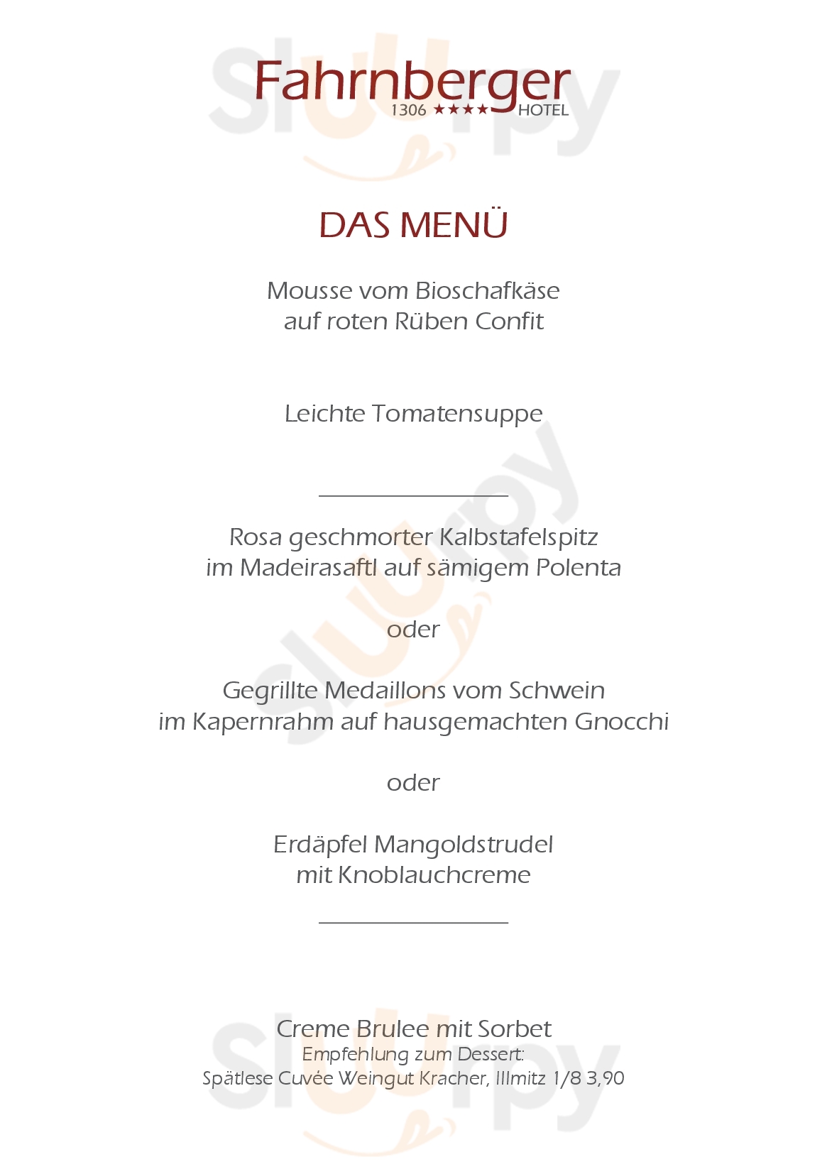 Hotel Fahrnberger Göstling an der Ybbs Menu - 1