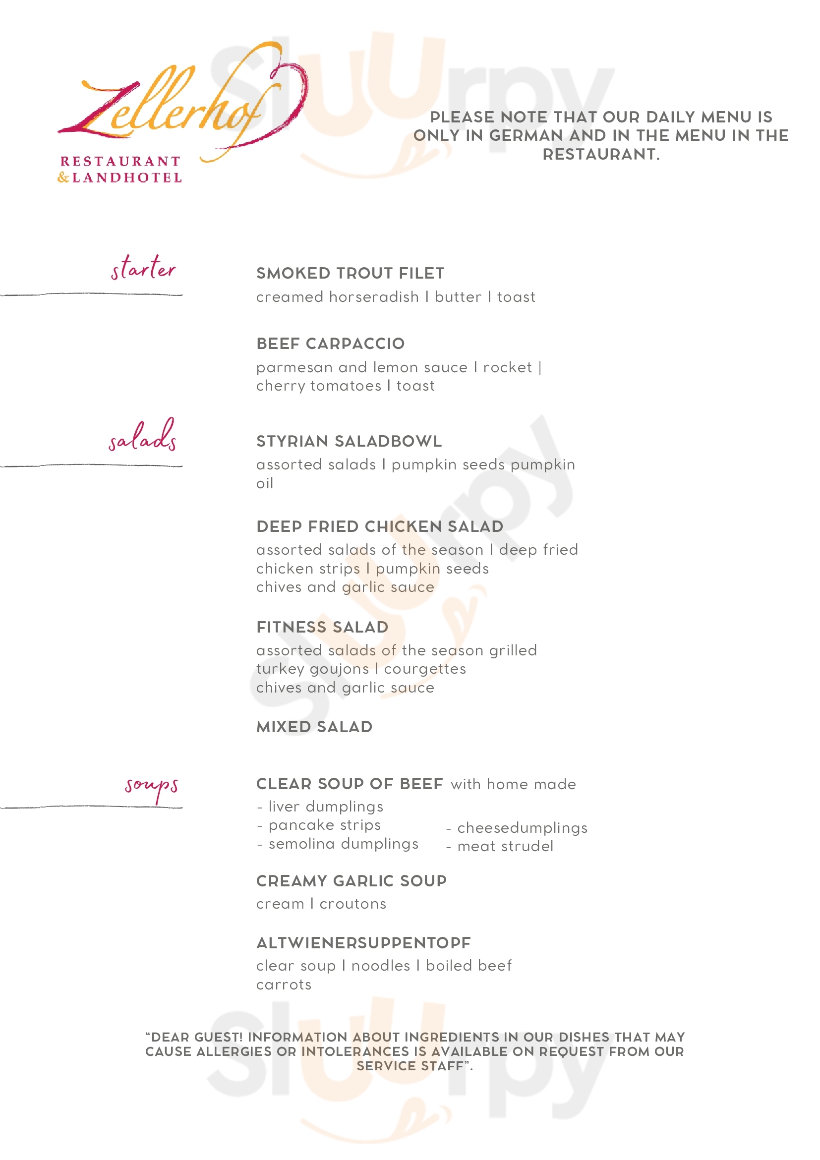 Restaurant Zellerhof Lunz am See Menu - 1