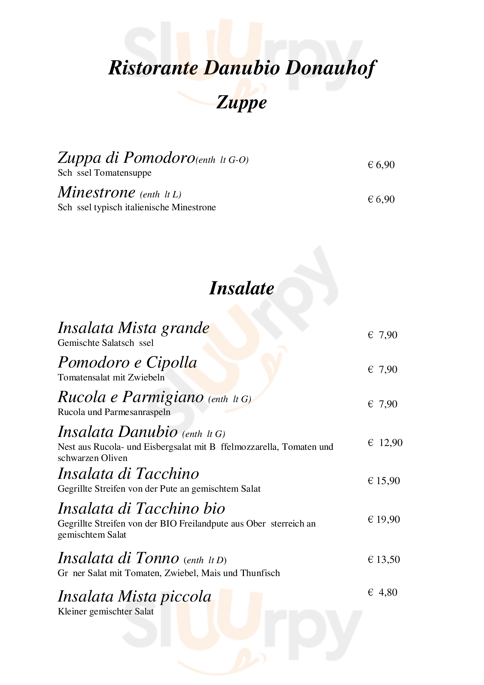Ristorante Danubio - Donauhof Ottensheim Menu - 1