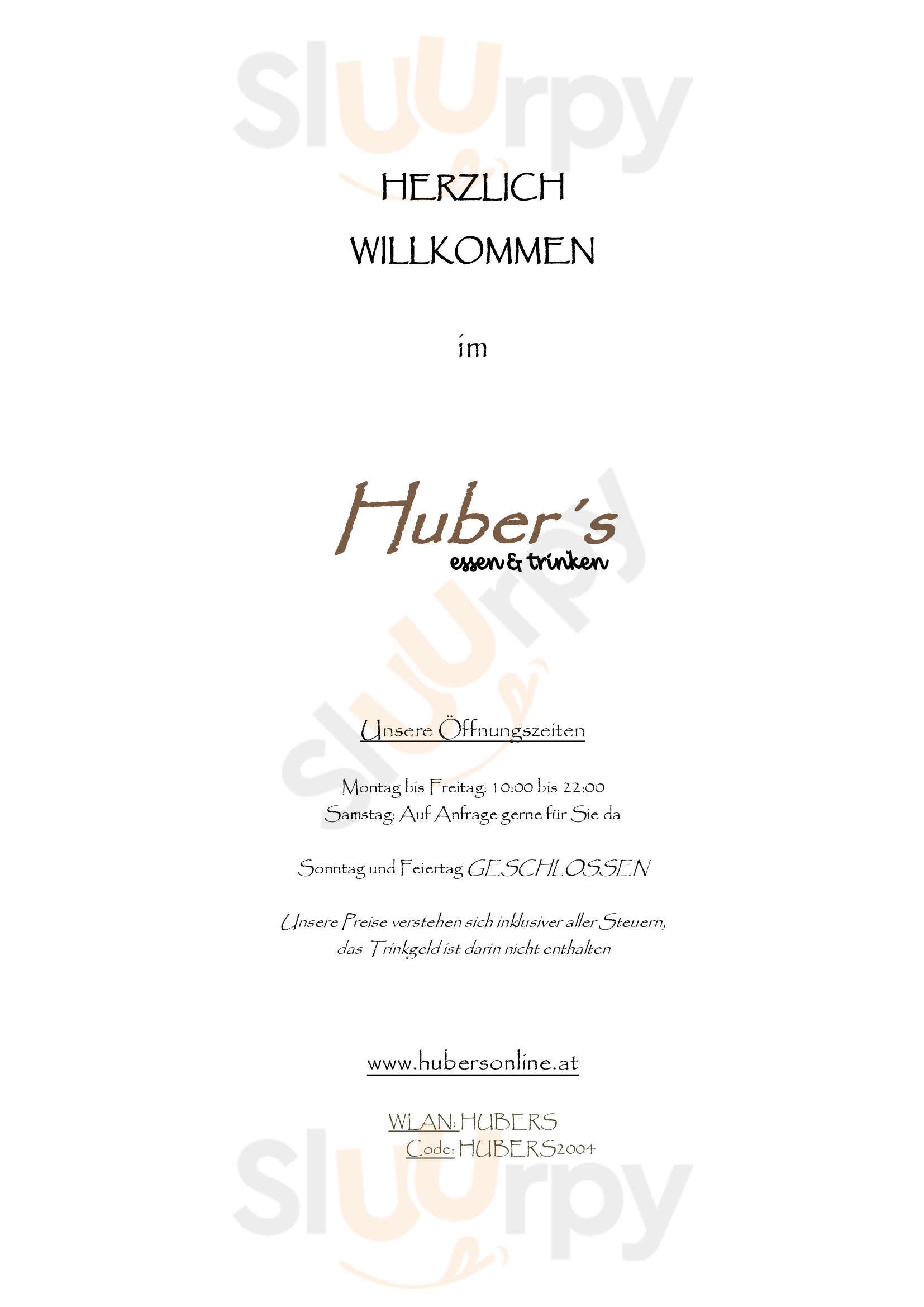 Huber's Essen & Trinken Wien Menu - 1